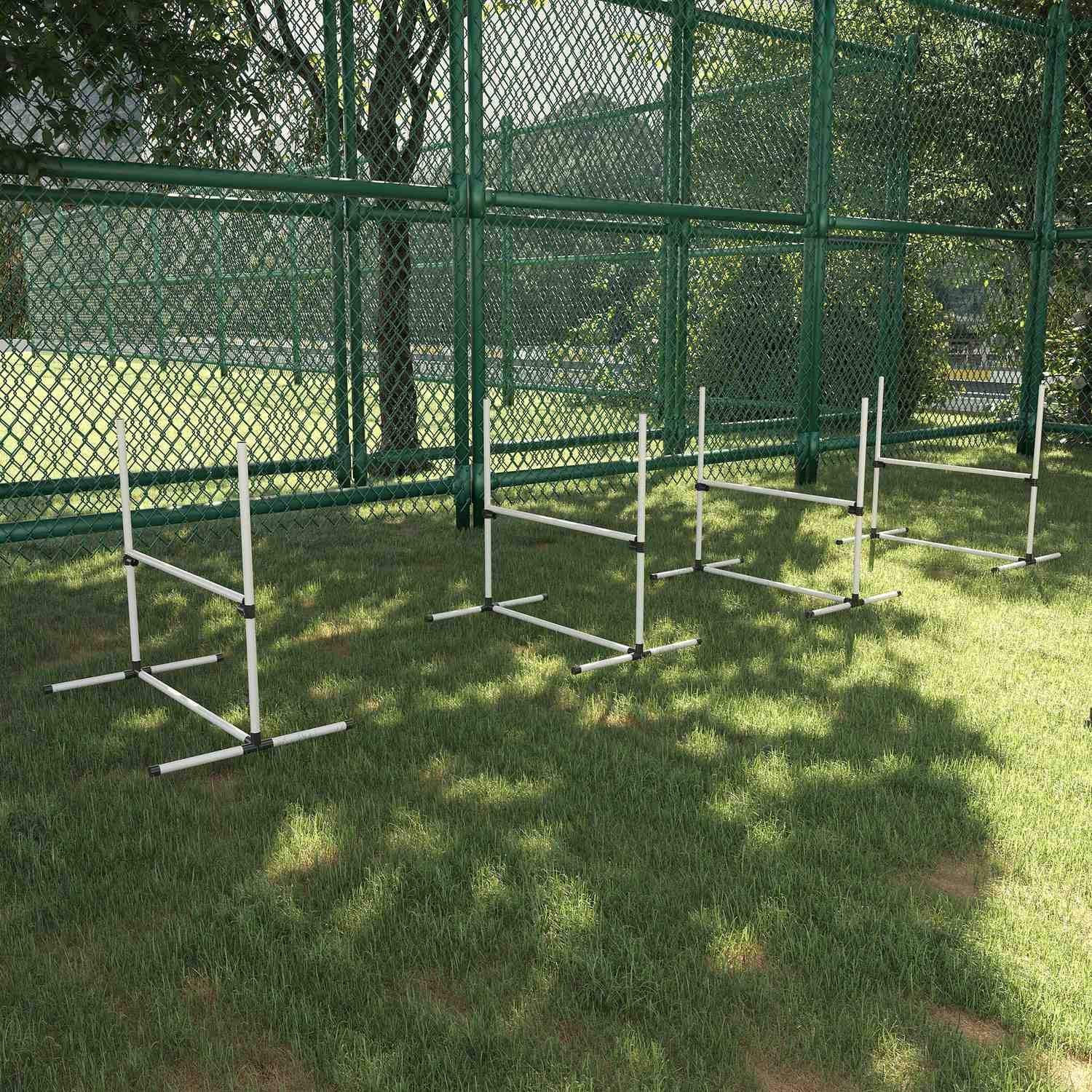 Agility Hedge Sæt Slalom Bars Hundetræningssæt 4 X Hæk, Plast, Hvid, 99X65X94Cm