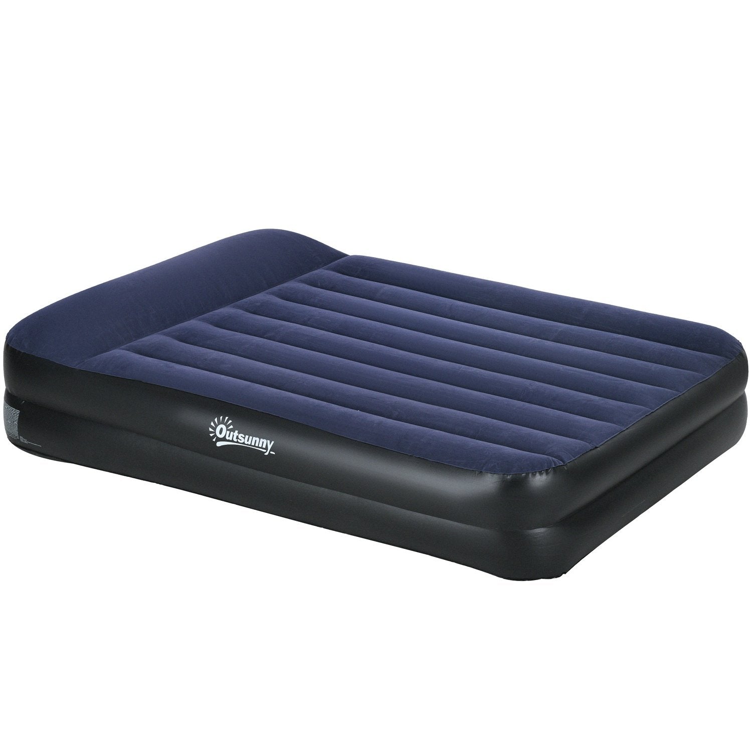 Air Bed Dobbelt luftmadras til 2 personer med elektrisk pumpe og pude, mørkeblå, 203X152X46Cm