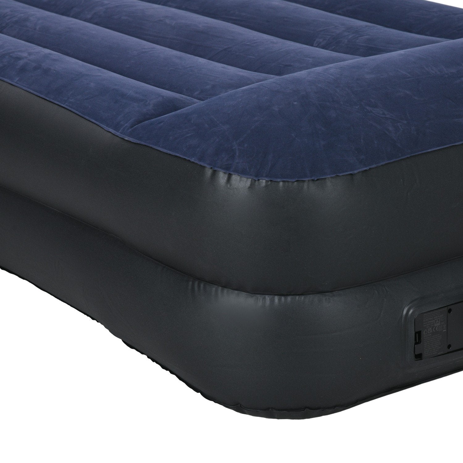 Air Bed Dobbelt luftmadras til 2 personer med elektrisk pumpe og pude, mørkeblå, 203X152X46Cm