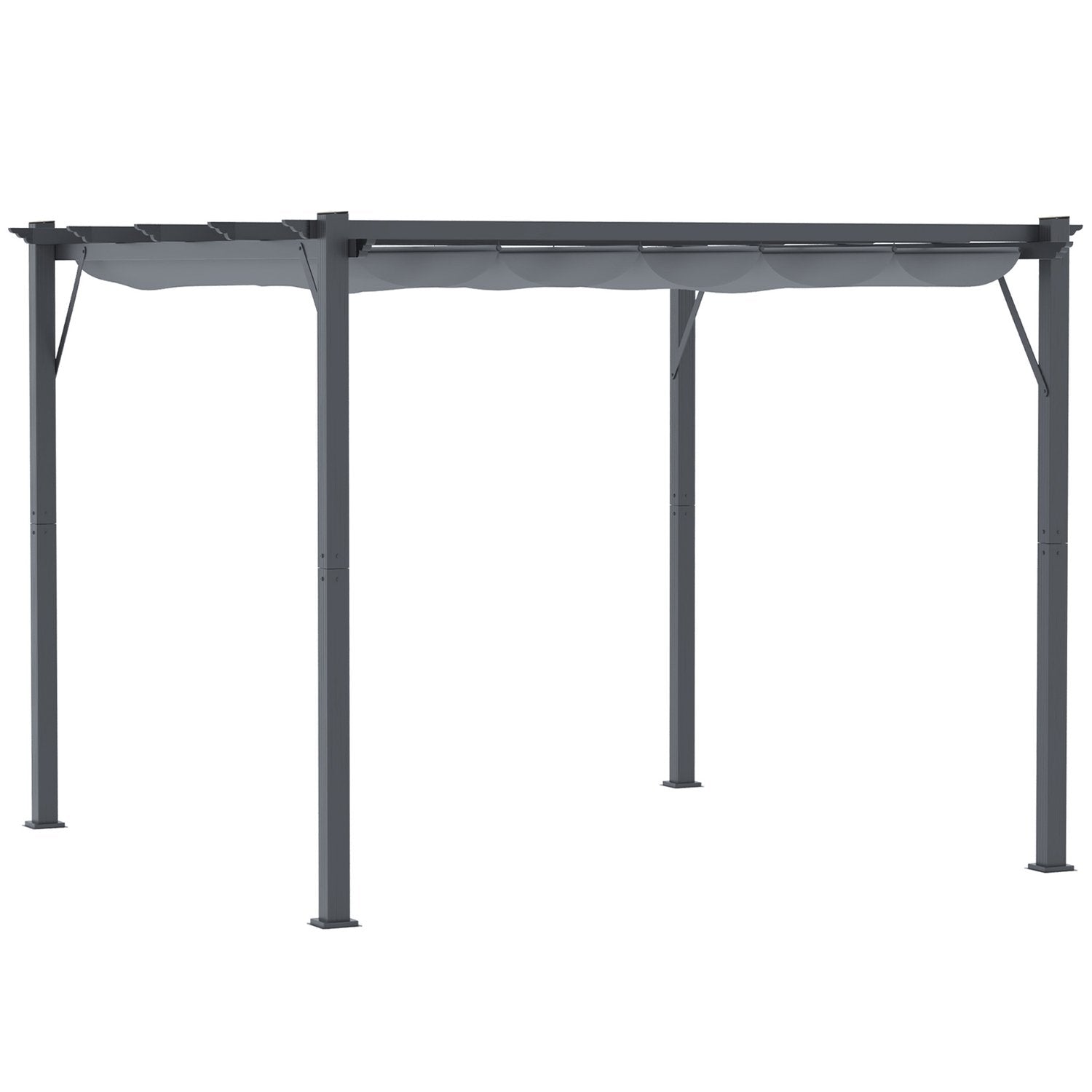 Pergola Gazebo Altantak Med Skjuttak, Trädgård, Aluminium, Kolgrå + Mörkgrå, 3X3X2,23M