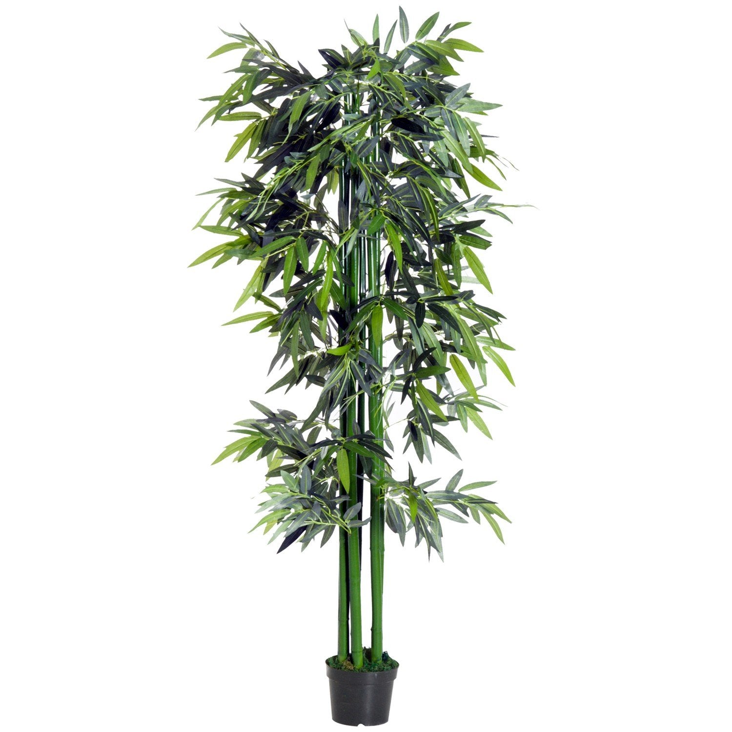 Kunstig plante 180 Cm kunstig bambus med plantekasse, vildledende ægte potteplante, grøn