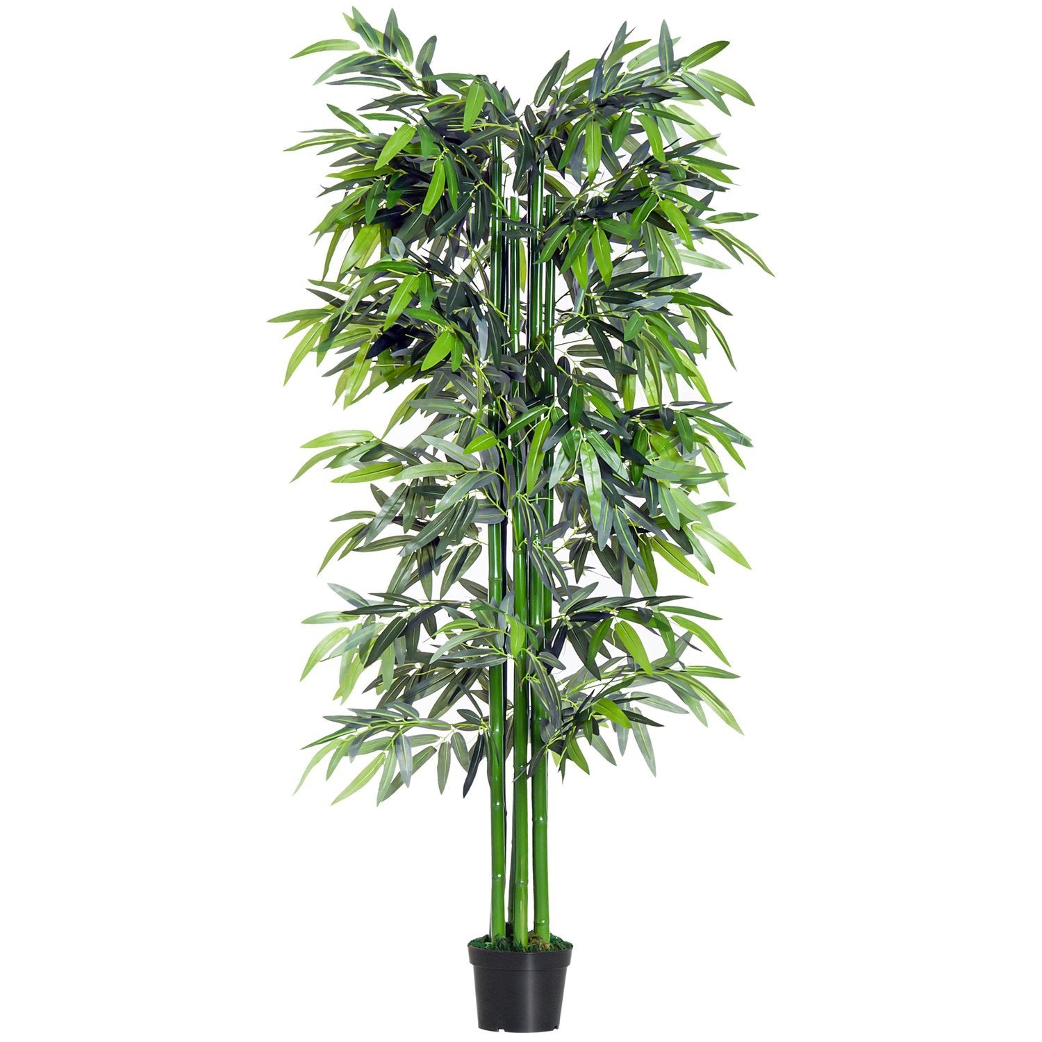 Kunstig plante 180 Cm kunstig bambus med plantekasse, vildledende ægte potteplante, grøn