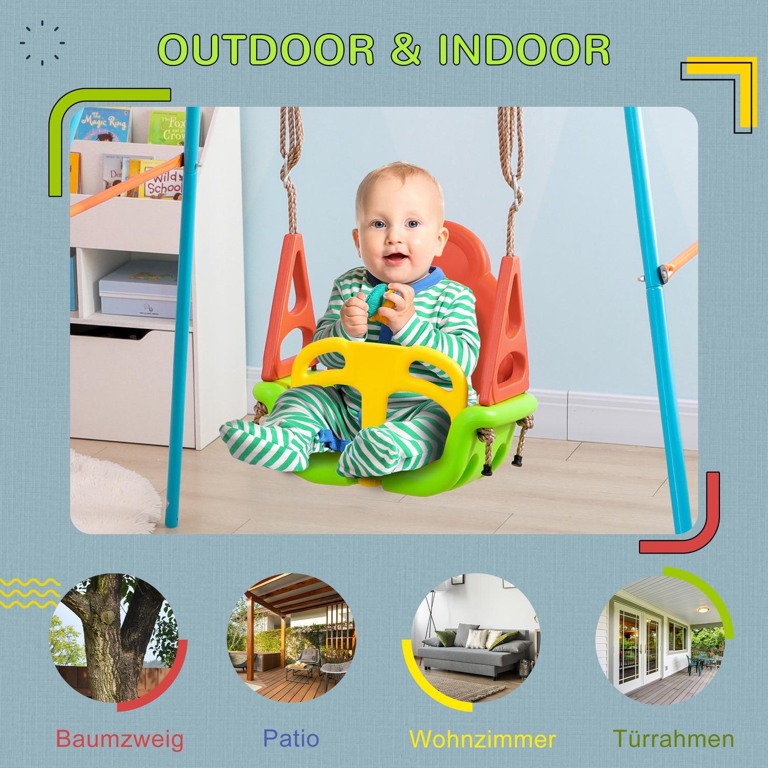 Baby Swing Outdoor Justerbart Rep, 120-180Cm, Småbarnsgunga Från 9 Månader, Upp Till 70 Kg, Grön