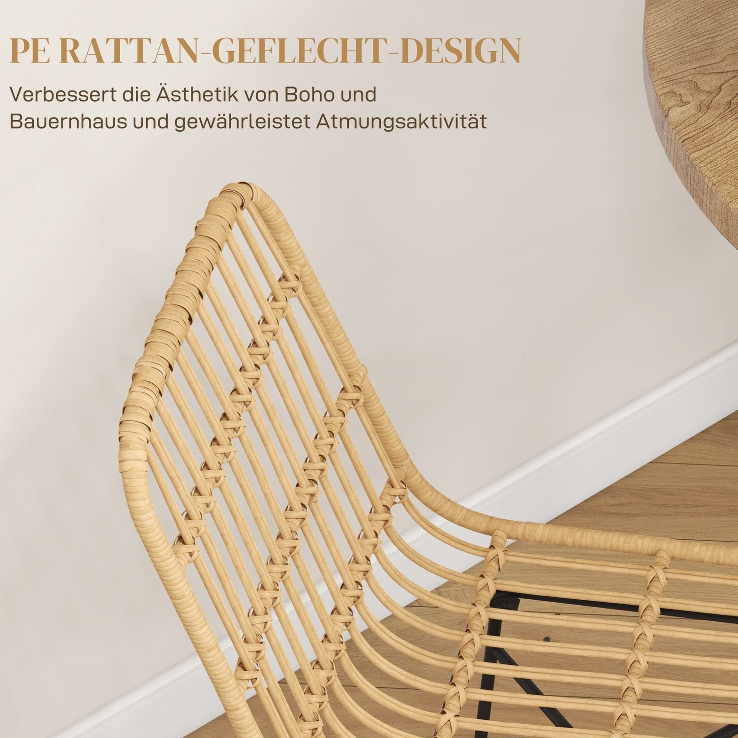 Barstole Sæt med 2 Barstole Bænkstol Ryglæn Pe Rattan Boho Design Køkkenstole Stålgul