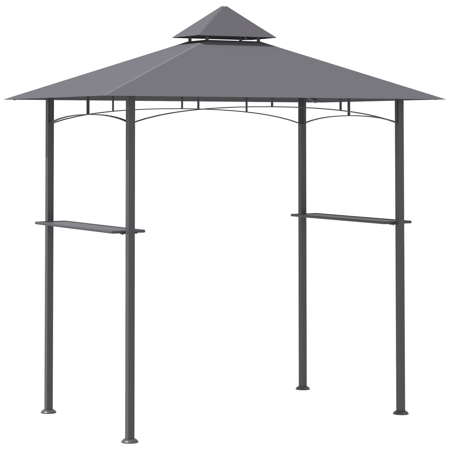 Grillpavillon Robust havetelt med flammehæmmende dobbelttag, perfekt til altan, grå, 245x148x252 cm