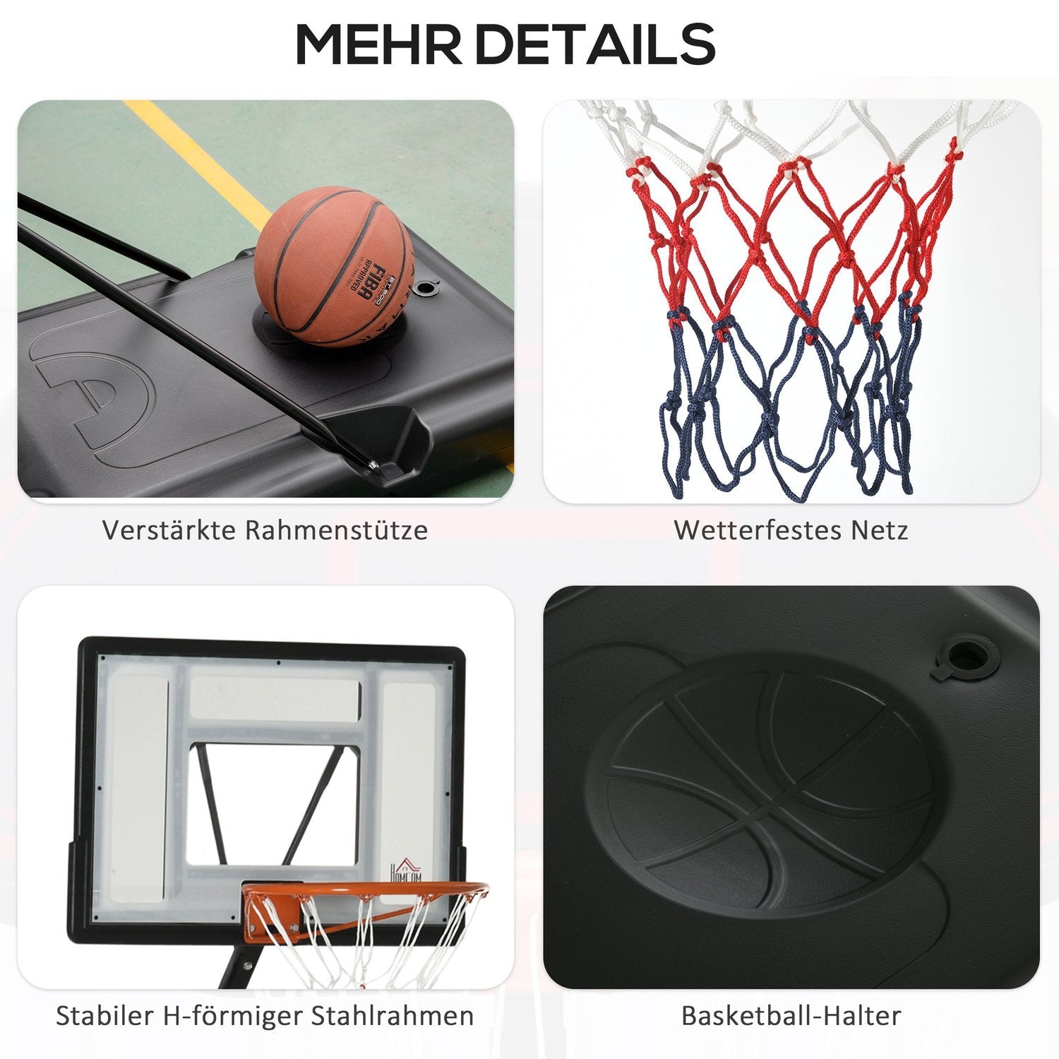 Basketbåge Rullbar Höjd Justerbar 260-310Cm Stativ