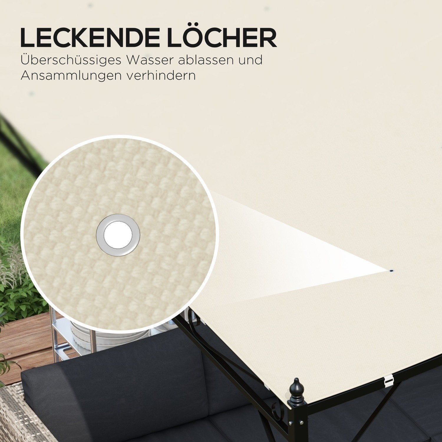 Udskiftningstag til Pergola 297X243Cm Markise til terrassetag, UV-beskyttelse, til 3X2,5M lysthus, Beige