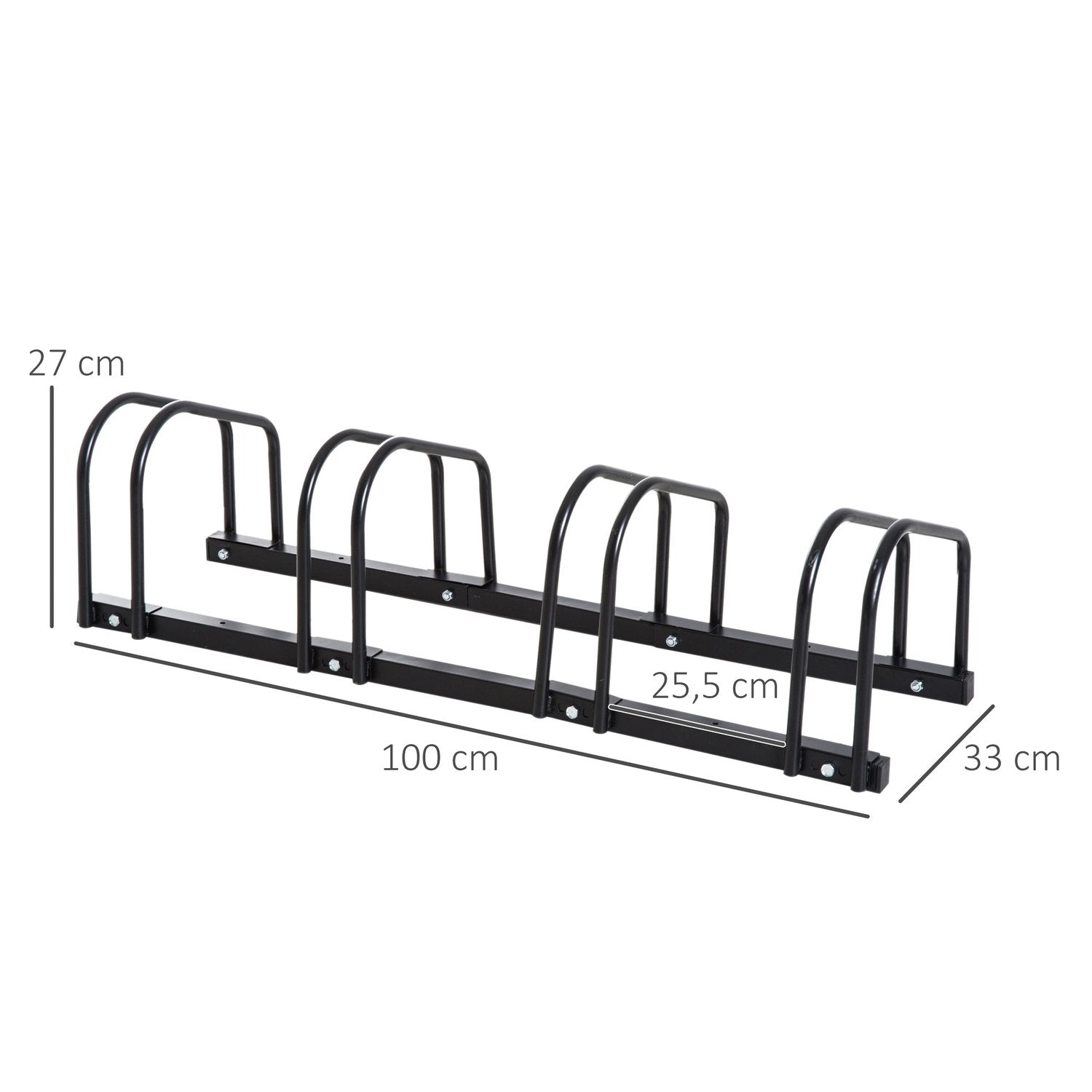 Cykelstativ til op til 5 cykler Vejrbestandig, holdbar, gulv- og vægmonteret, stål, sølv, 145x33x27 cm