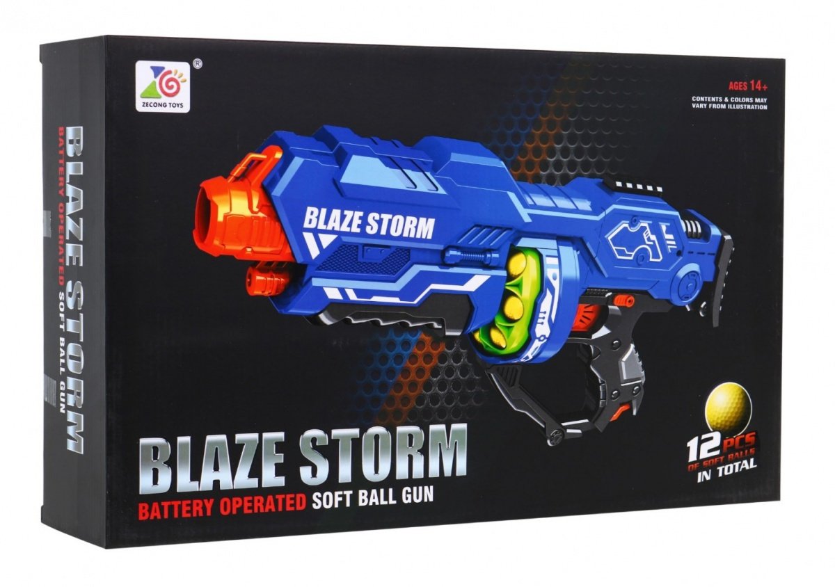 Blaze Storm Blue Pistol med 12 bløde kugler til børn