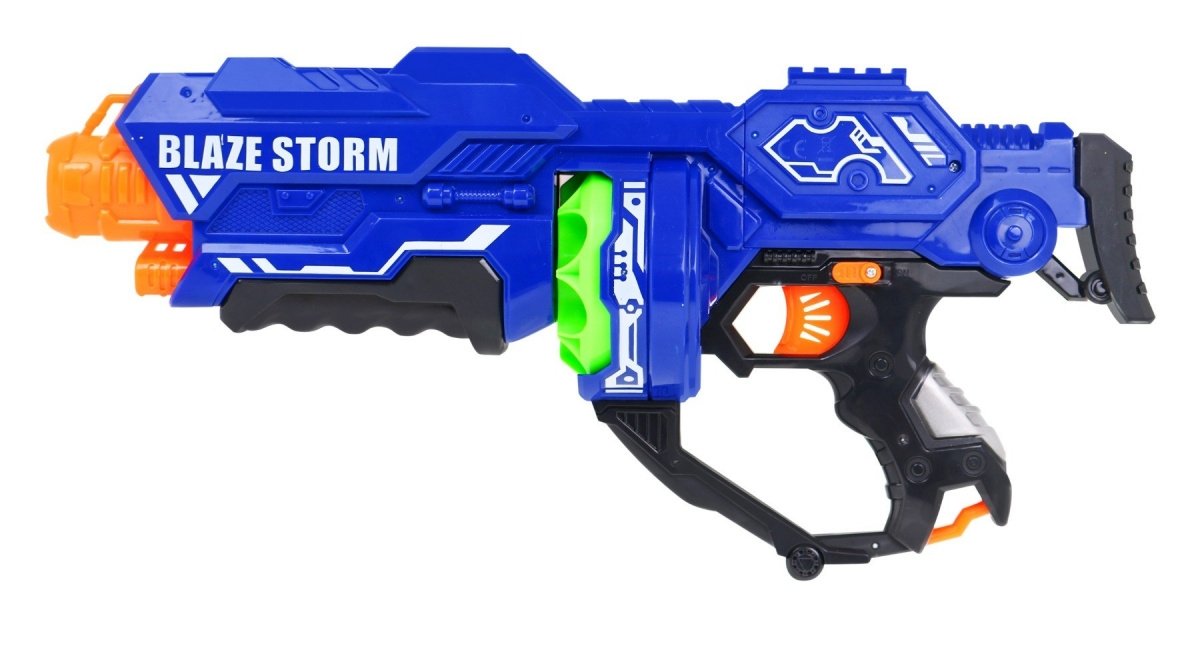 Blaze Storm Blue Pistol med 12 bløde kugler til børn