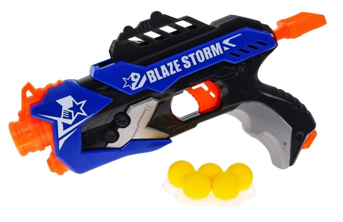 Blaze Storm Blue Pistol med 5 skumkugler, ingen batterier påkrævet