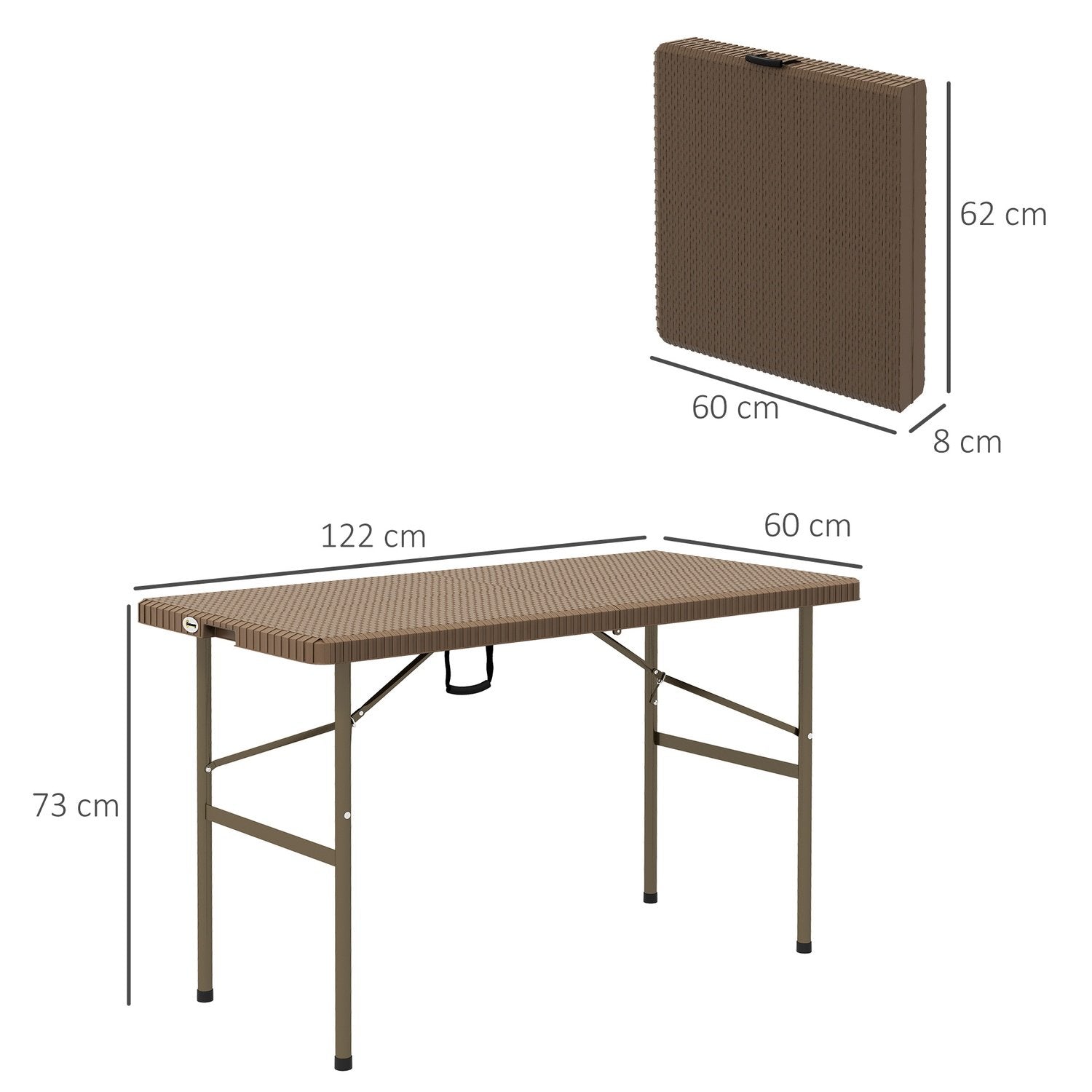 Campingbord Sammenklappeligt Rattan Look 4 Person Havebord Balkon Terrasse Hdpe Brun