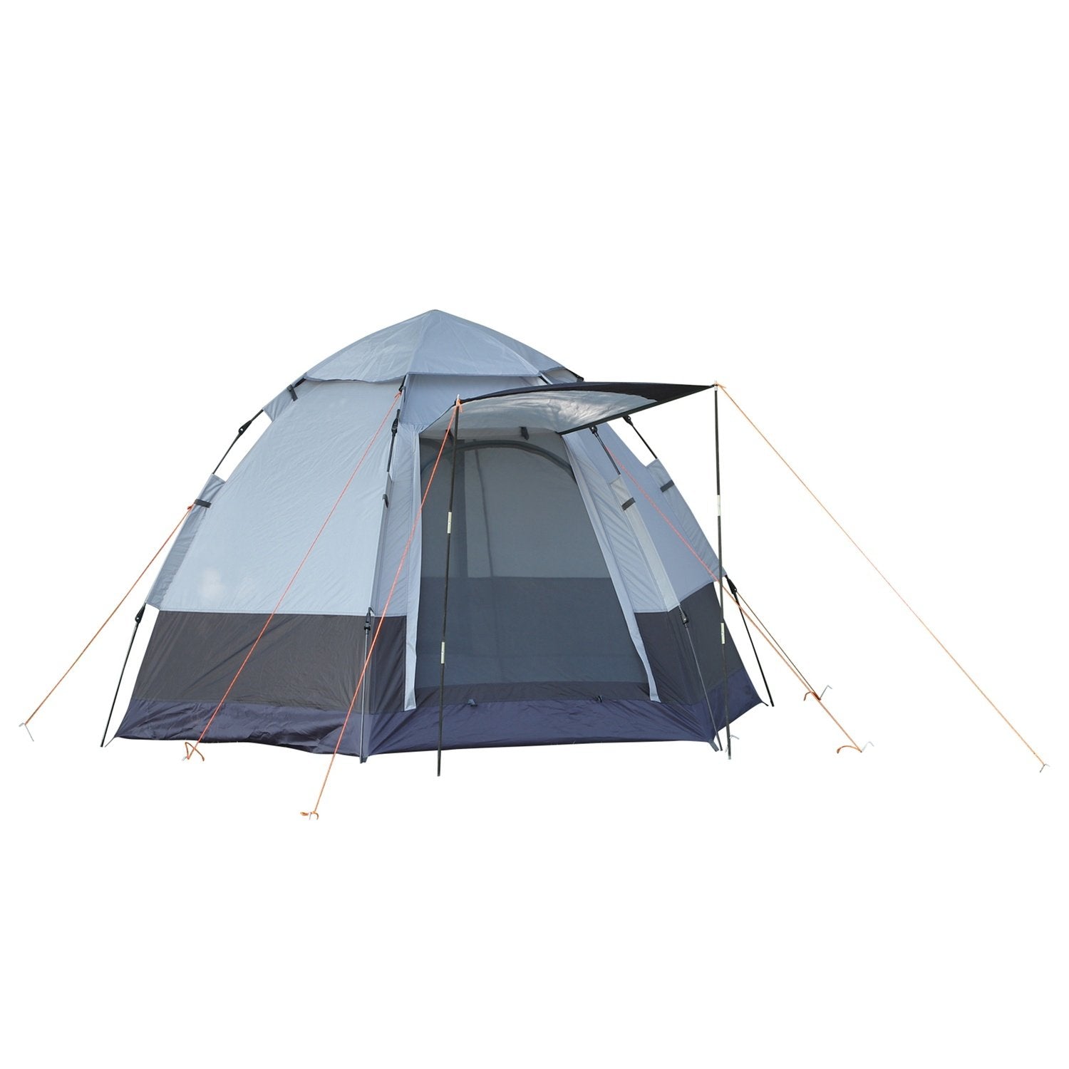 Campingtelt 3-4 personers telt Familietelt Kuppeltelt 210T Pu 3000Mm Nem montering Stålfiber Grå+Sort 240 X 240 X 195 Cm