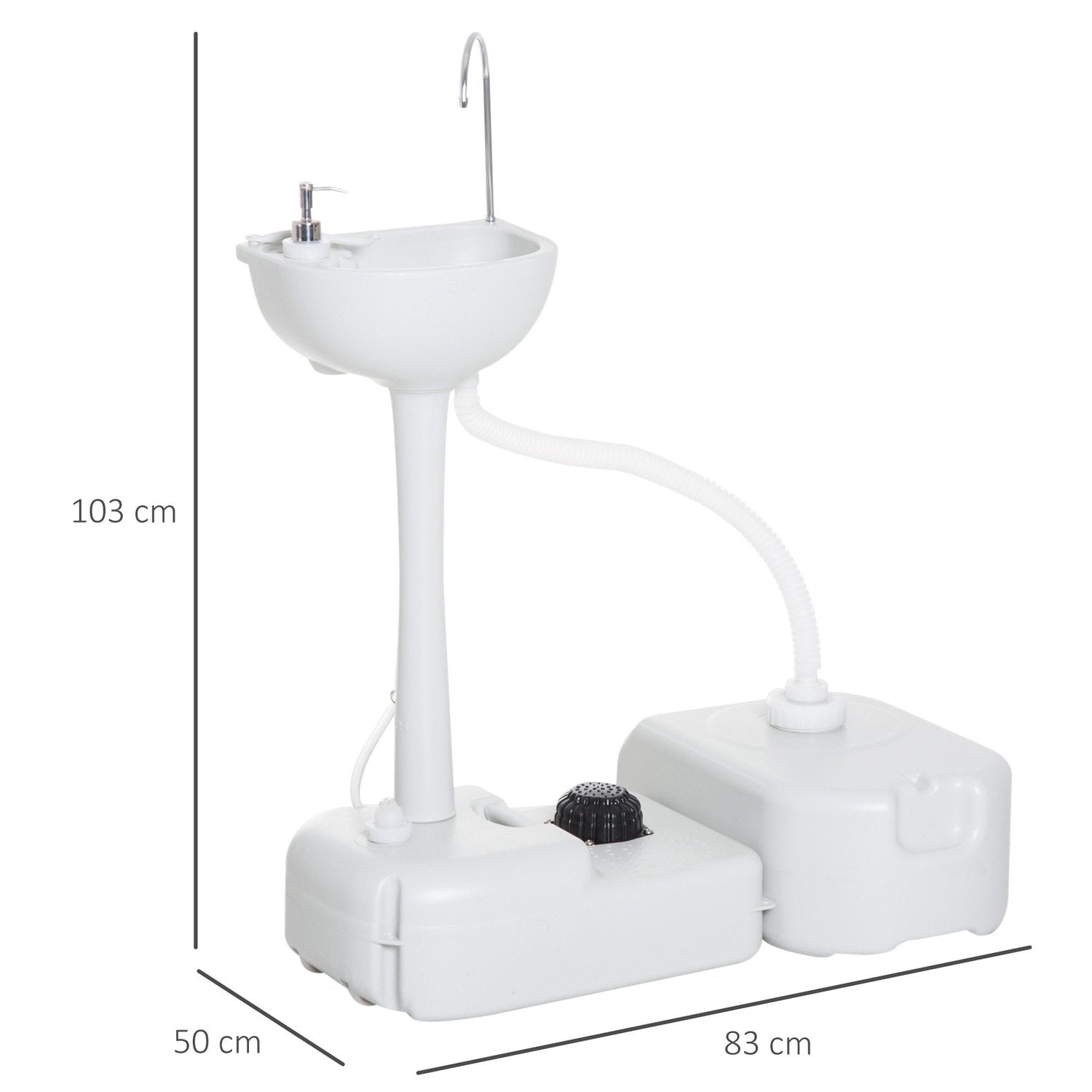 Camping Håndvask Håndvask Med Spildevandsopsamlingsbeholder 17L Vandtank Håndvask Med Dispenser Mobil Hdpe Grå 83 X 50 X 103 Cm