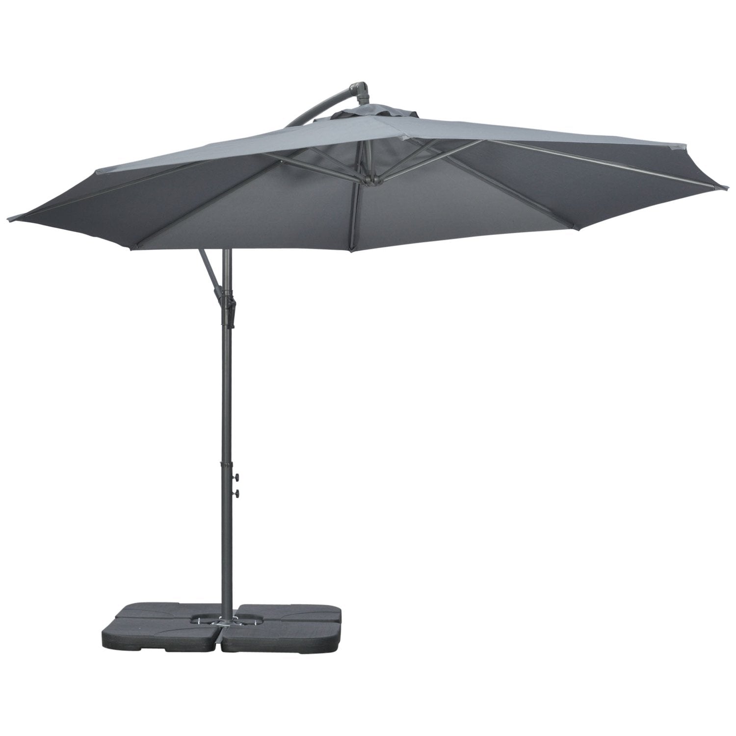 Cantilever Paraply, Ø2,92 M Parasol Med Håndsving, Vægte, Haveparaply Med Paraply Cover, Cross Base, Stål, Oxford Dark Grey