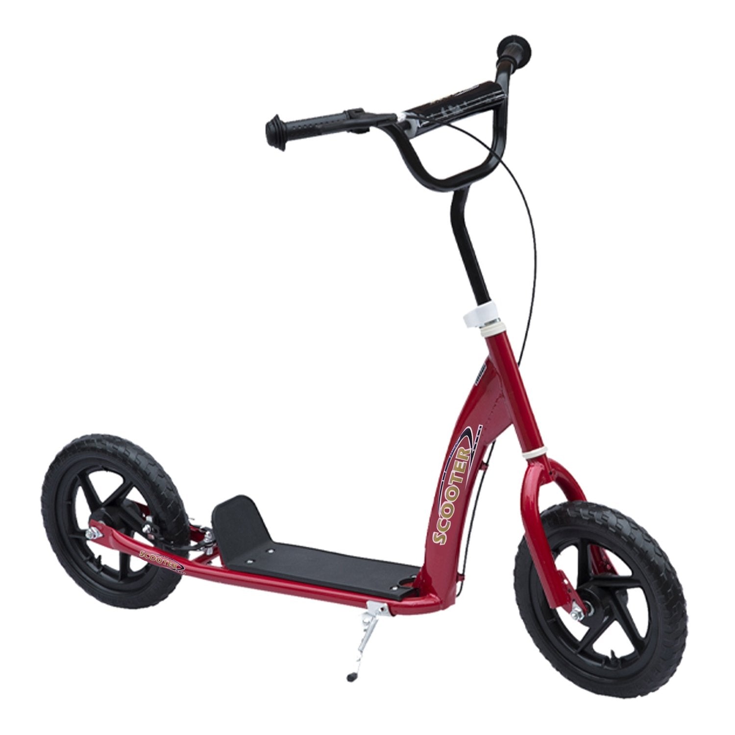 Børnescooter City Scooter Scooter 12 Tommer Med Bagbremse Højdejusterbar Stål Eva Rød 120 X 52 X 80-88 Cm