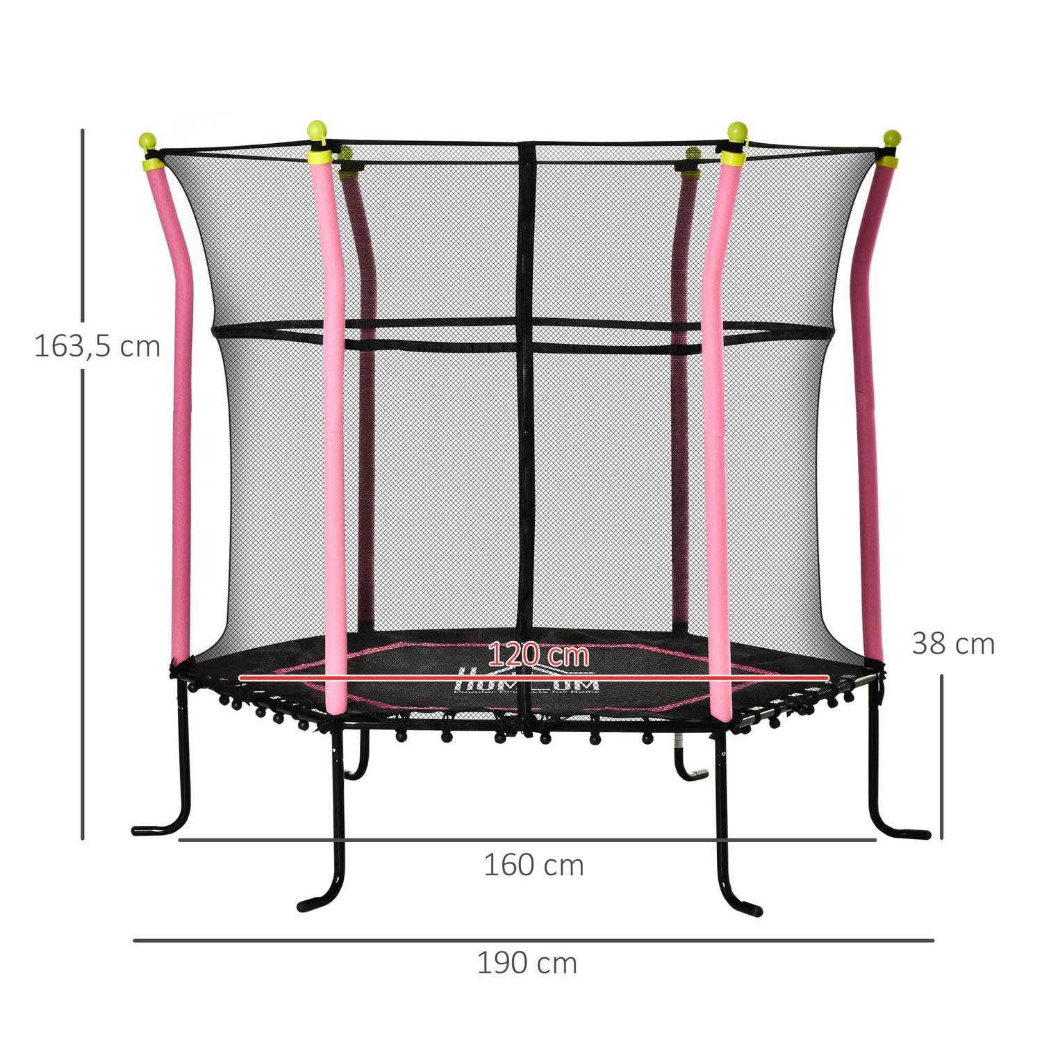 Børnetrampolin 5,3 fods havetrampolin med sikkerhedsnet og kantbeskyttelse, gummireb, 163,5 H Cm, op til 60 kg