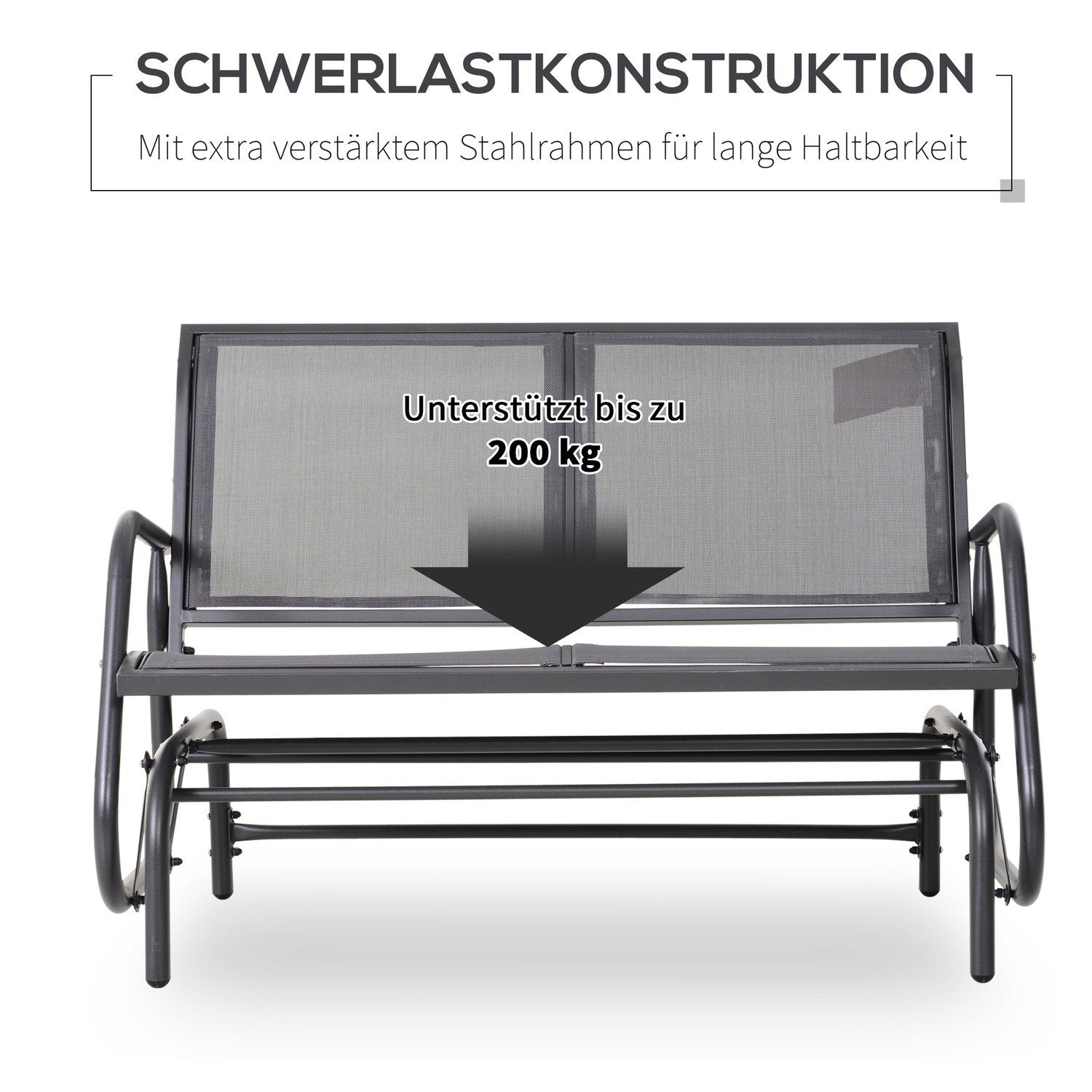 Gyngestol 2-sædet Havebænk Havegynge Sæde Parkbænk Metal Havemøbler Grå 120 X 70 X 85 Cm