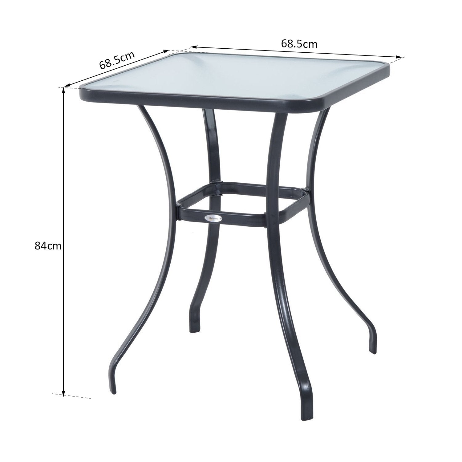 Trädgårdsbord Fyrkantigt Glasbord Väderbeständigt Svart 68,5X68,5Cm Balkong Terrass