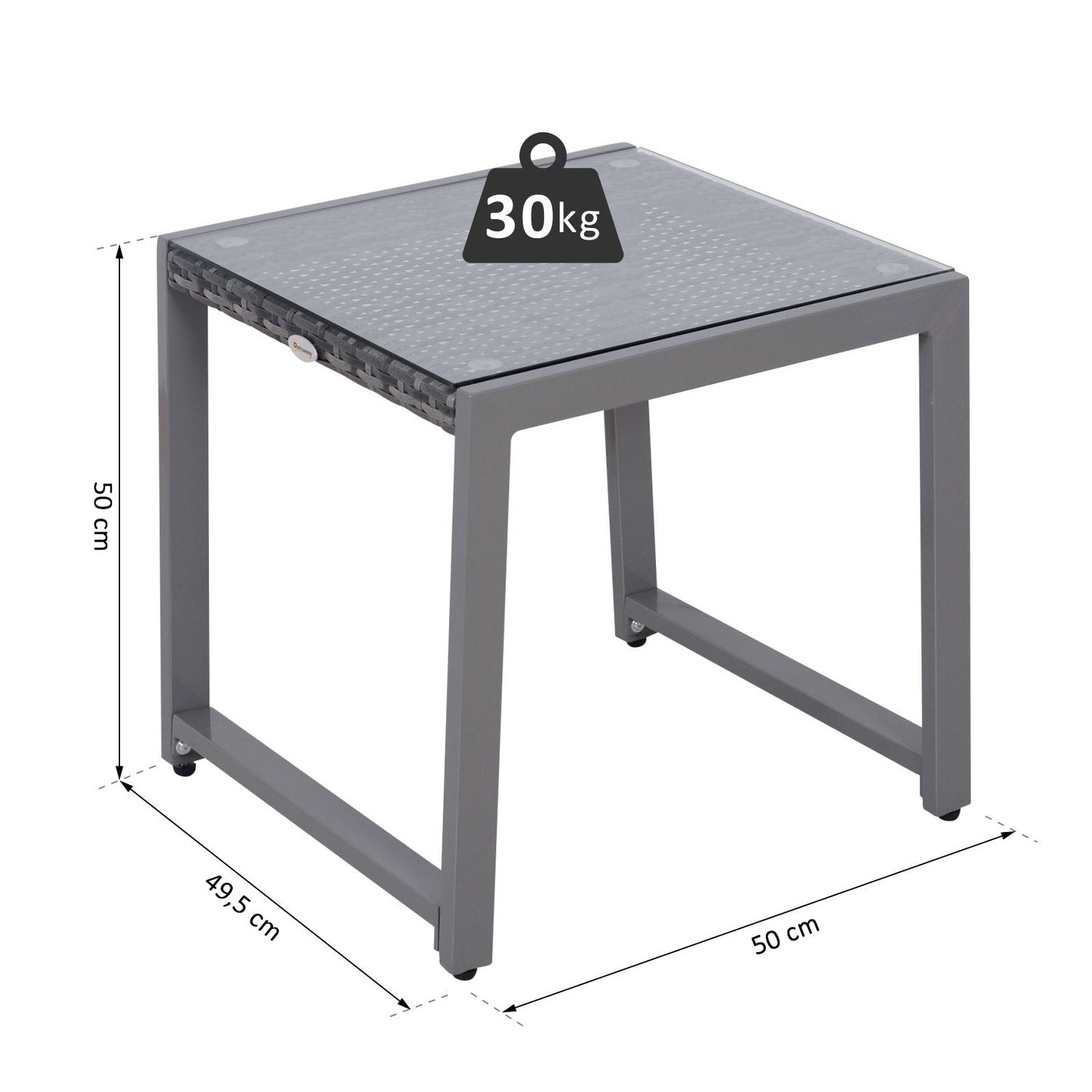 Trädgårdsbord Trädgård Sidobord Med Härdat Glas Polyrattan + Aluminium