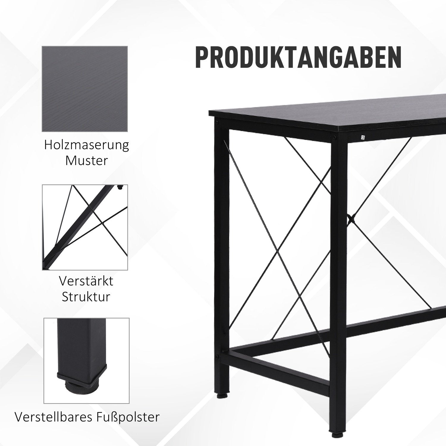 Computerbord L-Shape Hjørneskrivebord, Hjørneskrivebord, Mdf, Sort, 150X150X76Cm