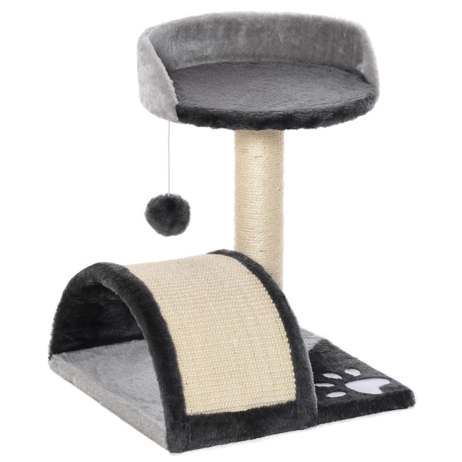 Kradsestolpe-spillebolde &amp; Sisal-reb-skrabestolper, Stall Cat Tree, Grå, 35,5X37X46Cm