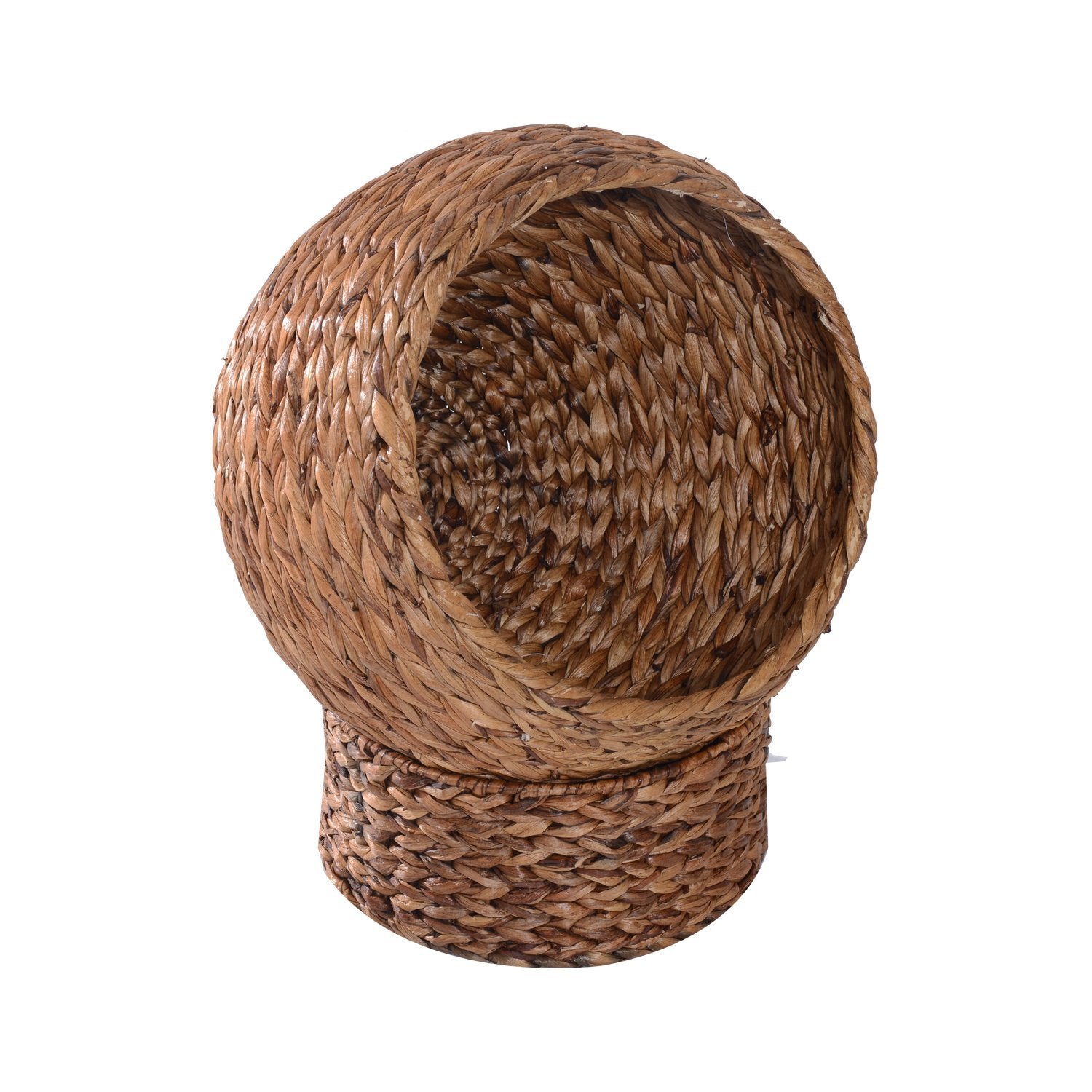 Rattan Cat Basket Komfortabel katteseng med pude, vandhyacint kæledyrsseng, lysebrun, 42X33X52Cm