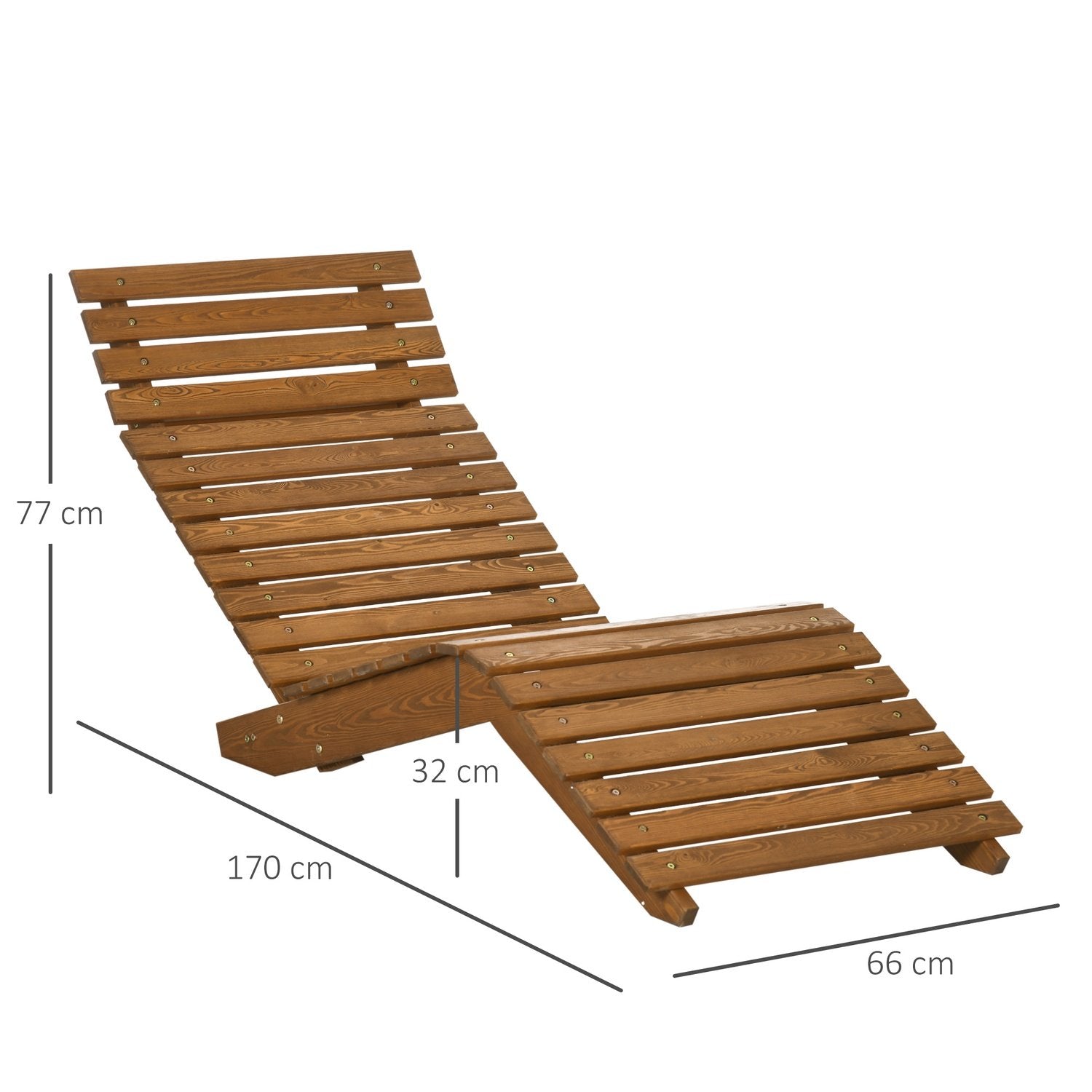 Solstol, Solstol, Trädgårdsstol, Relaxstol För Pool, Balkong, Upp Till 120 Kg, Massivt Trä, Teak, 66X170X77Cm