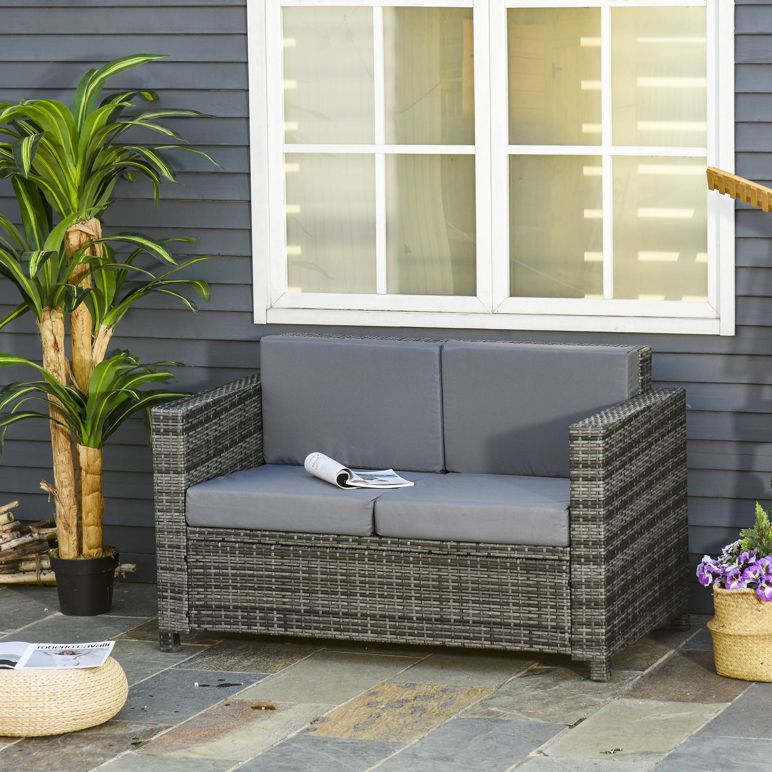 Pude, metal og polyester, 130x70x80 cm, til terrasse og altan