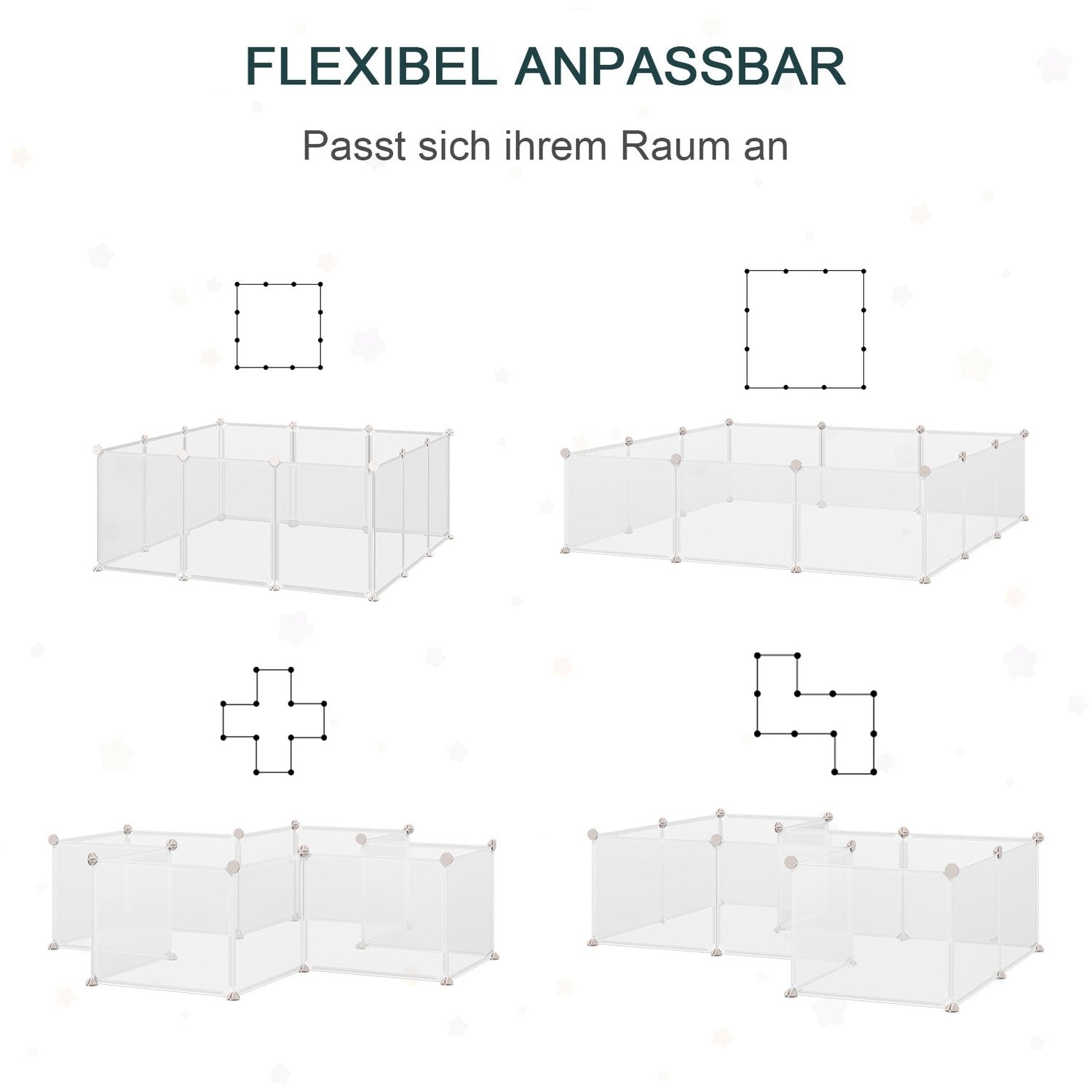 Udendørs hegn DIY mesh hegn små kæledyr 12 paneler indendørs hvid 105X105X45Cm