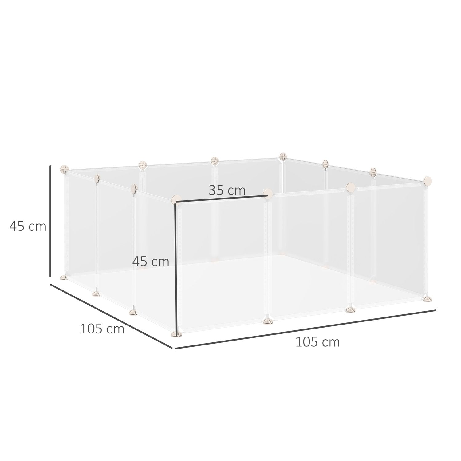 Udendørs hegn DIY mesh hegn små kæledyr 12 paneler indendørs hvid 105X105X45Cm