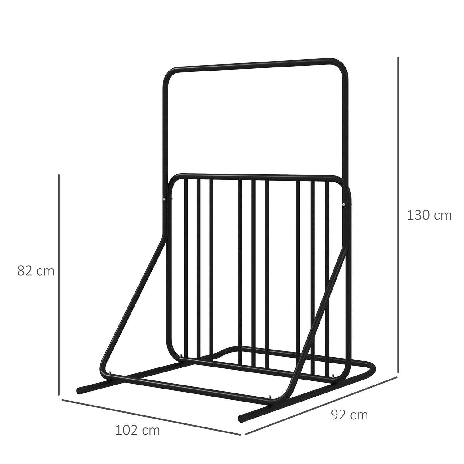 Cykelstativ med håndtag, flere stativer på begge sider, vejrbestandig, op til 4 cykler, stål, sort, 102X92X130Cm