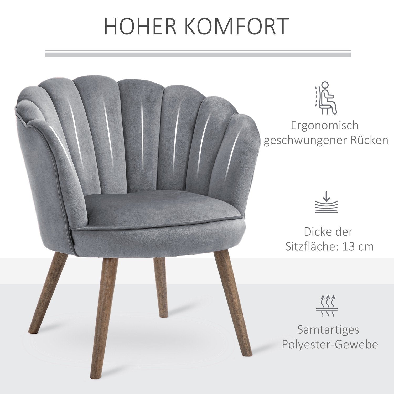 Spisestuestol Køkkenstol Lænestol Med Ryglæn Stuestol Polyester Gummi Træ Mørkegrå 66 X 72 X 79 Cm