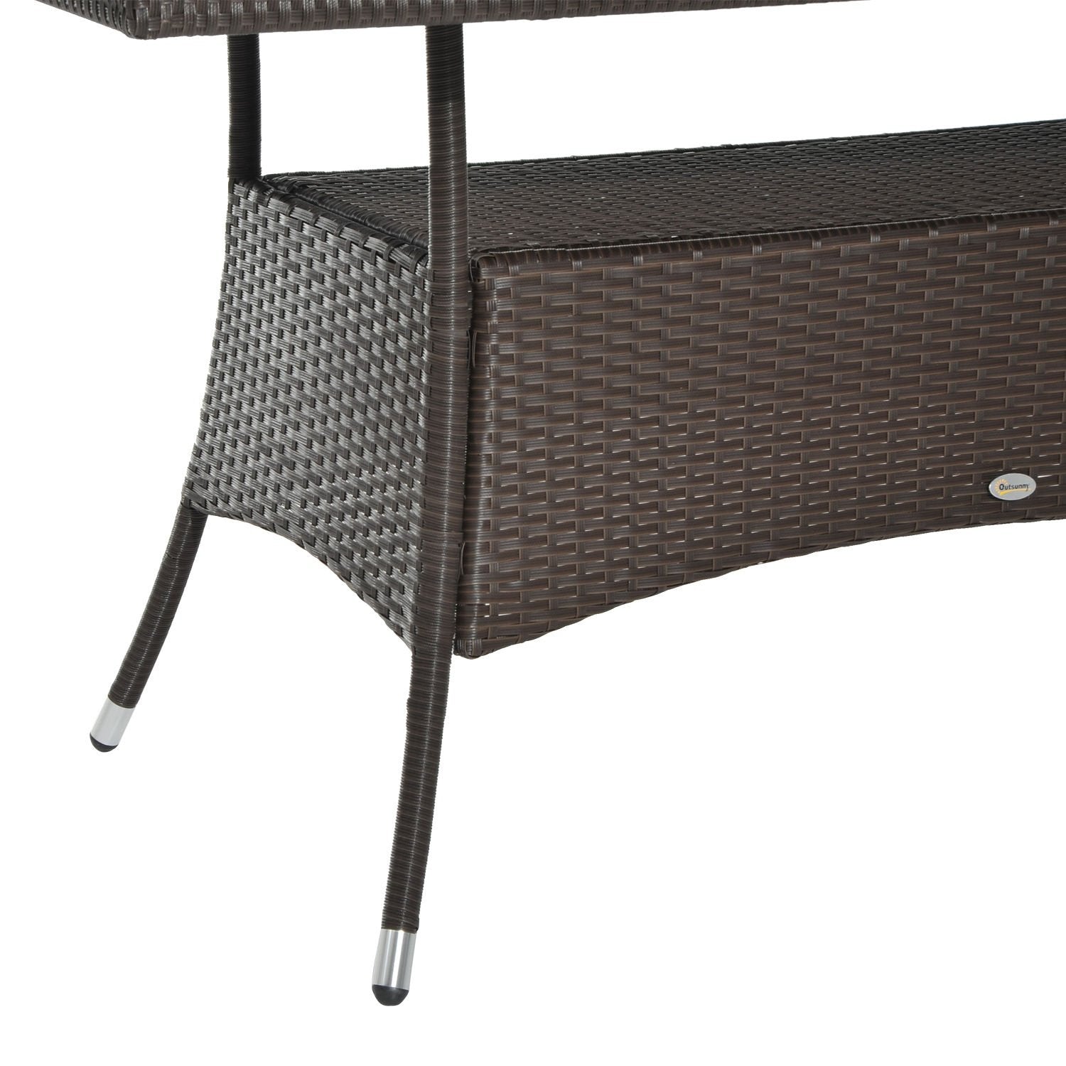 Spisebord Havebord Glasbord Polyrattan + Sikkerhedsglas Brun + Sort 150X85X74Cm