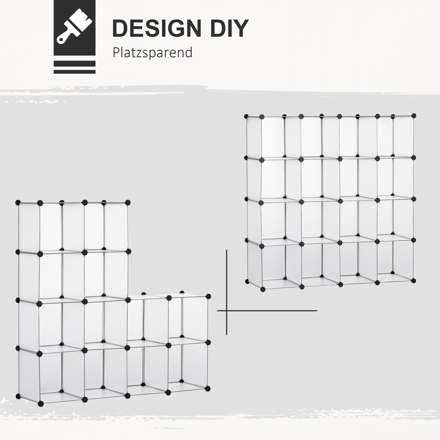 Diy Kubhyllsystem Med 16 Kuber, Förvaringslåda, Plastskåp, Vit, 125X32X125Cm