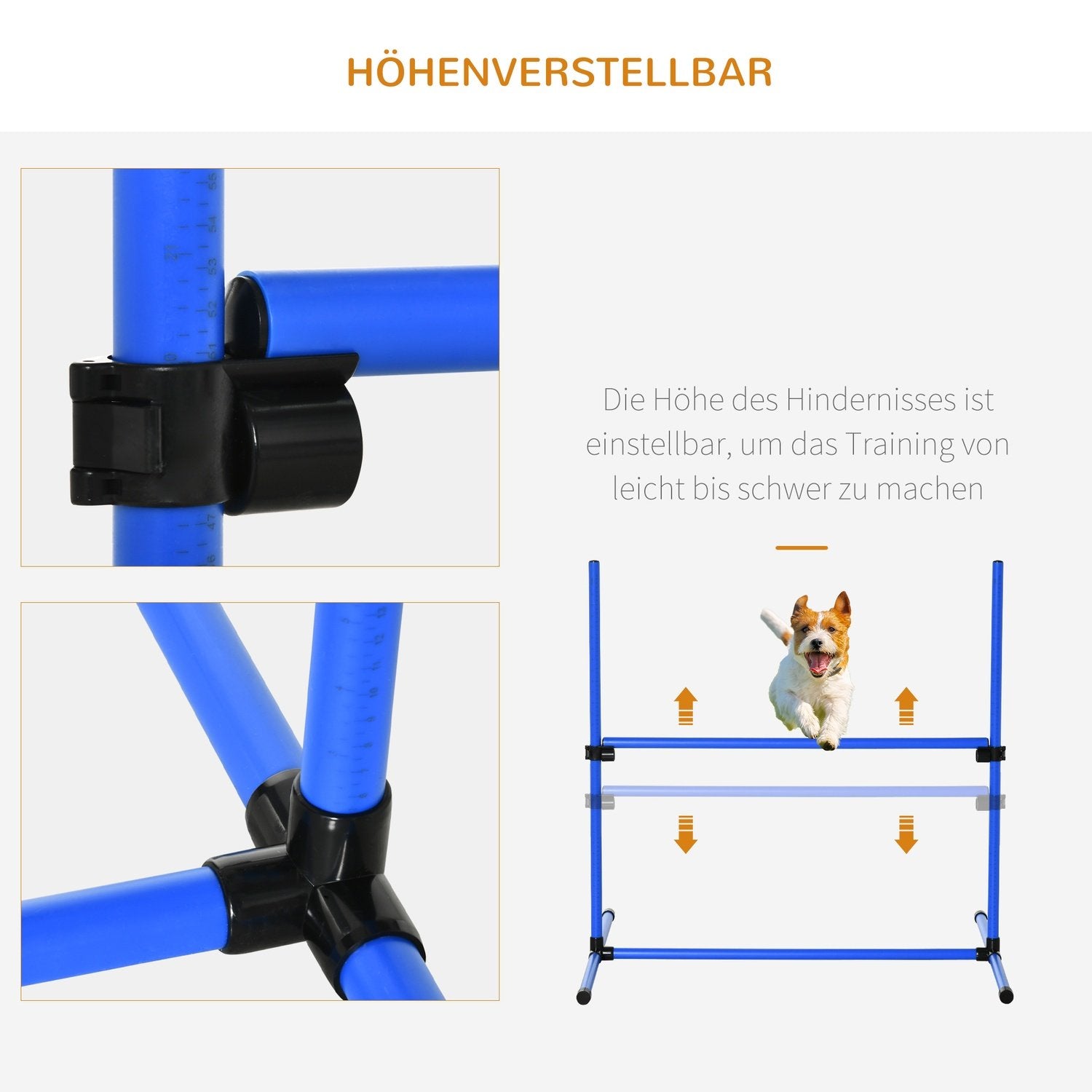 Agility Hedge Sæt Slalom Bars Hundetræningssæt 4 X Hæk, Plast, Blå, 99X65X94Cm