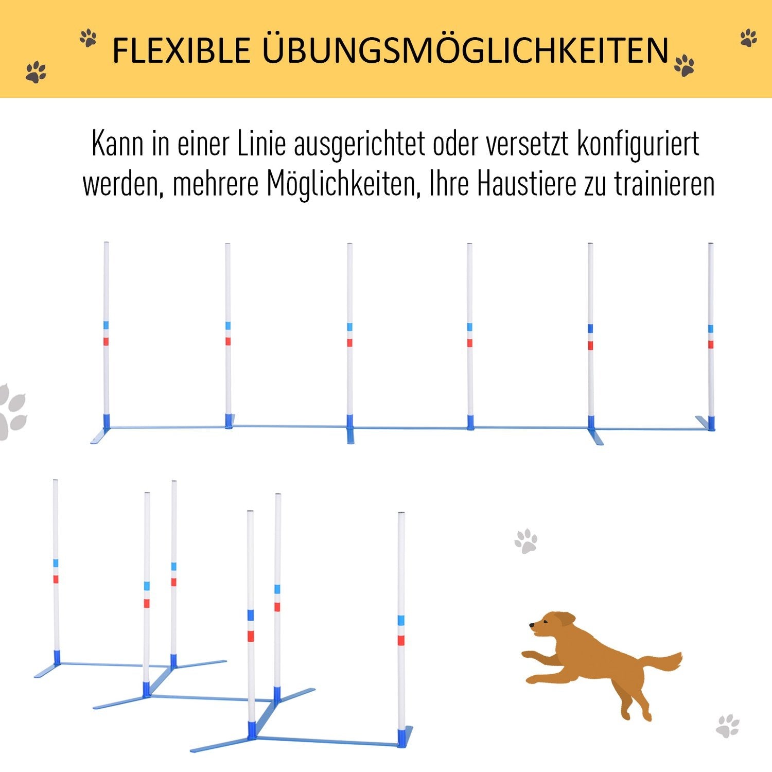 Hundslalomstänger Agilityträning För Husdjur Hundträningsset Inklusive 600D Väska Polyester Plast Vit + Blå 305 X 60 X 94 Cm