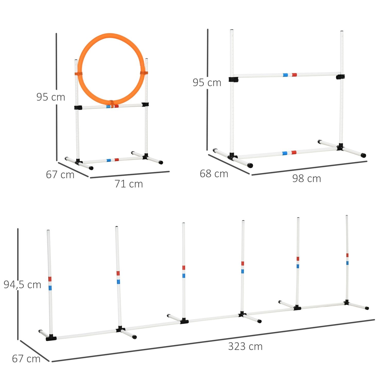 3-Delad Hund Agility Set Training For Pets Hund Training Set Inkluderar Väska Lätt Att Bära Plast Vit + Gul