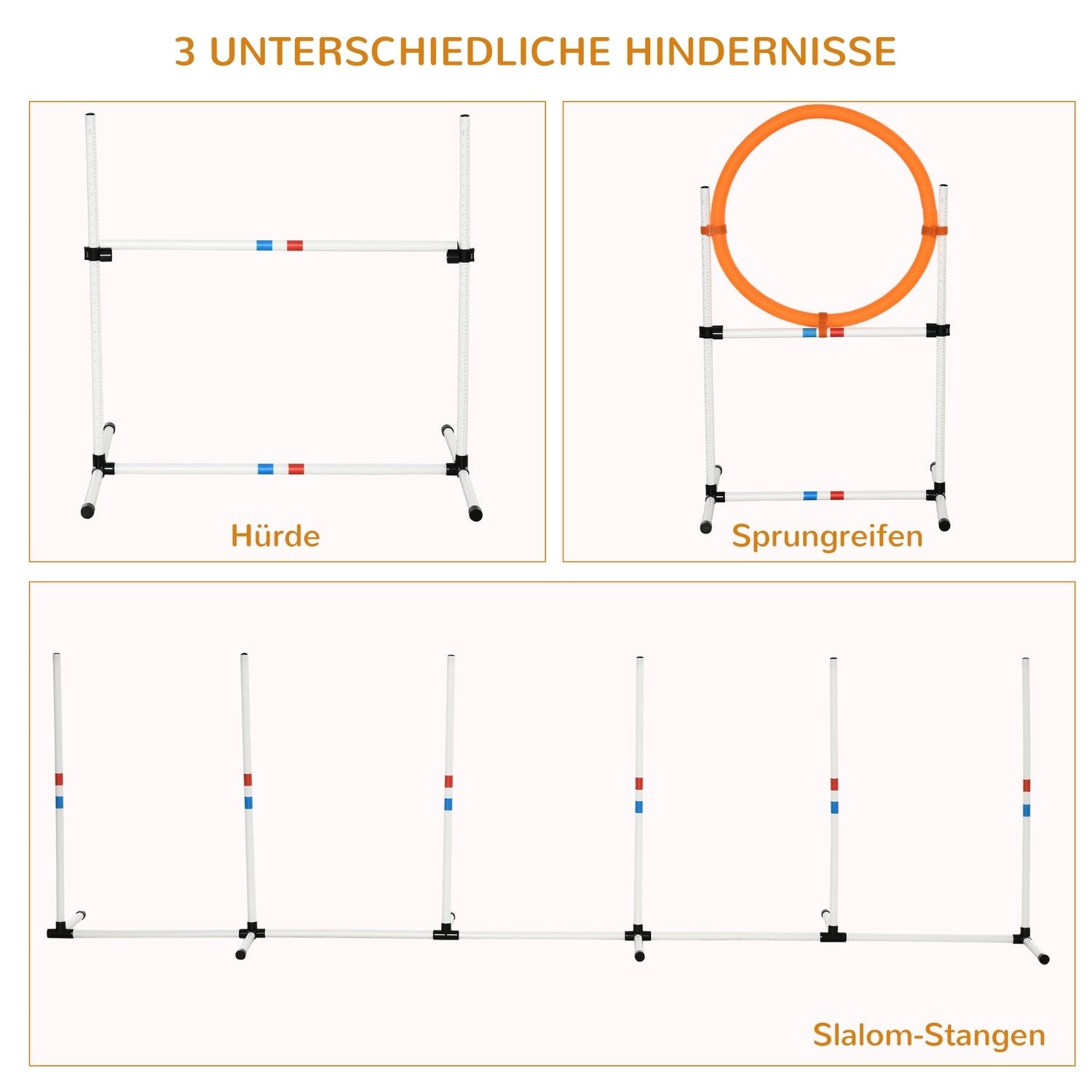 3-Delad Hund Agility Set Training For Pets Hund Training Set Inkluderar Väska Lätt Att Bära Plast Vit + Gul