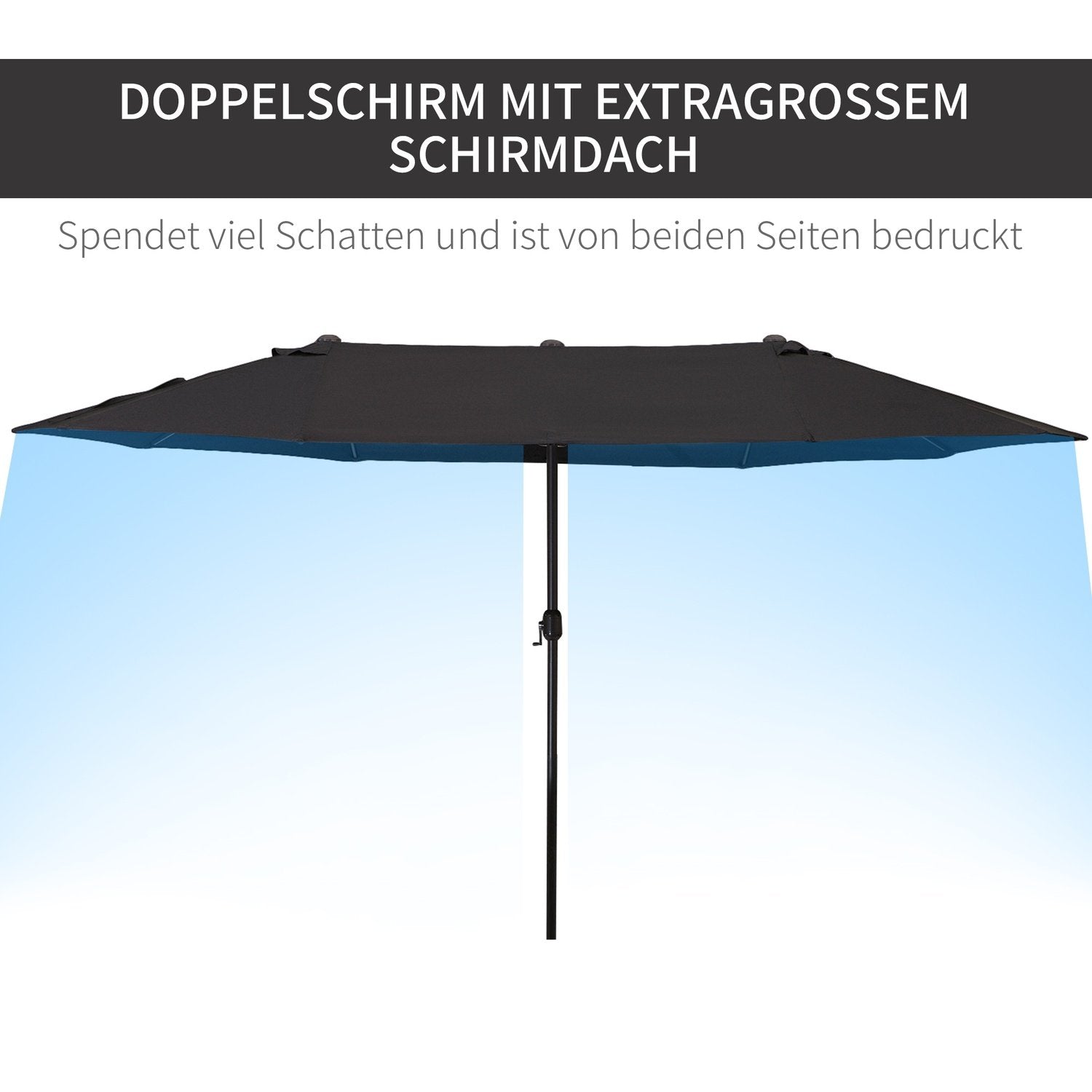 Parasol Have Paraply Market Paraply Dobbelt Parasol Patio Paraply Med Håndsving Sort Oval 460 X 270 X 240 Cm