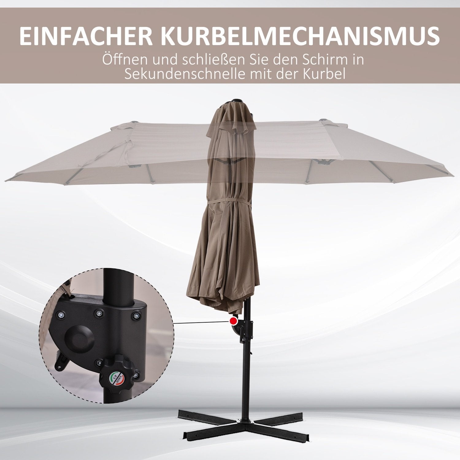 Dobbelt Parasol Cantilever Paraply Dobbelt Paraply Med Håndsving Justerbar Haveparaply Solafskærmning Metal Brun 440 X 270 X 250 Cm