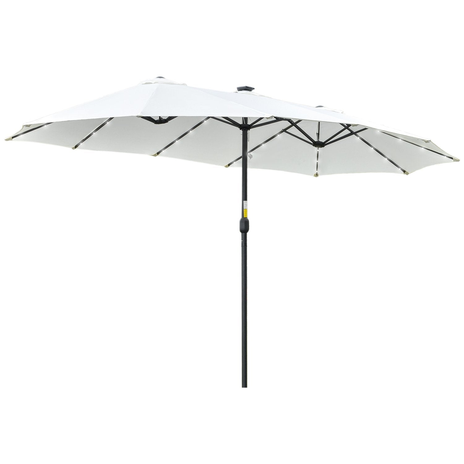 Parasol Med Led Solar 4,5 M Dobbelt Parasol Have Parasol Market Paraply Terrasse Paraply Oval Sort + Creme Hvid