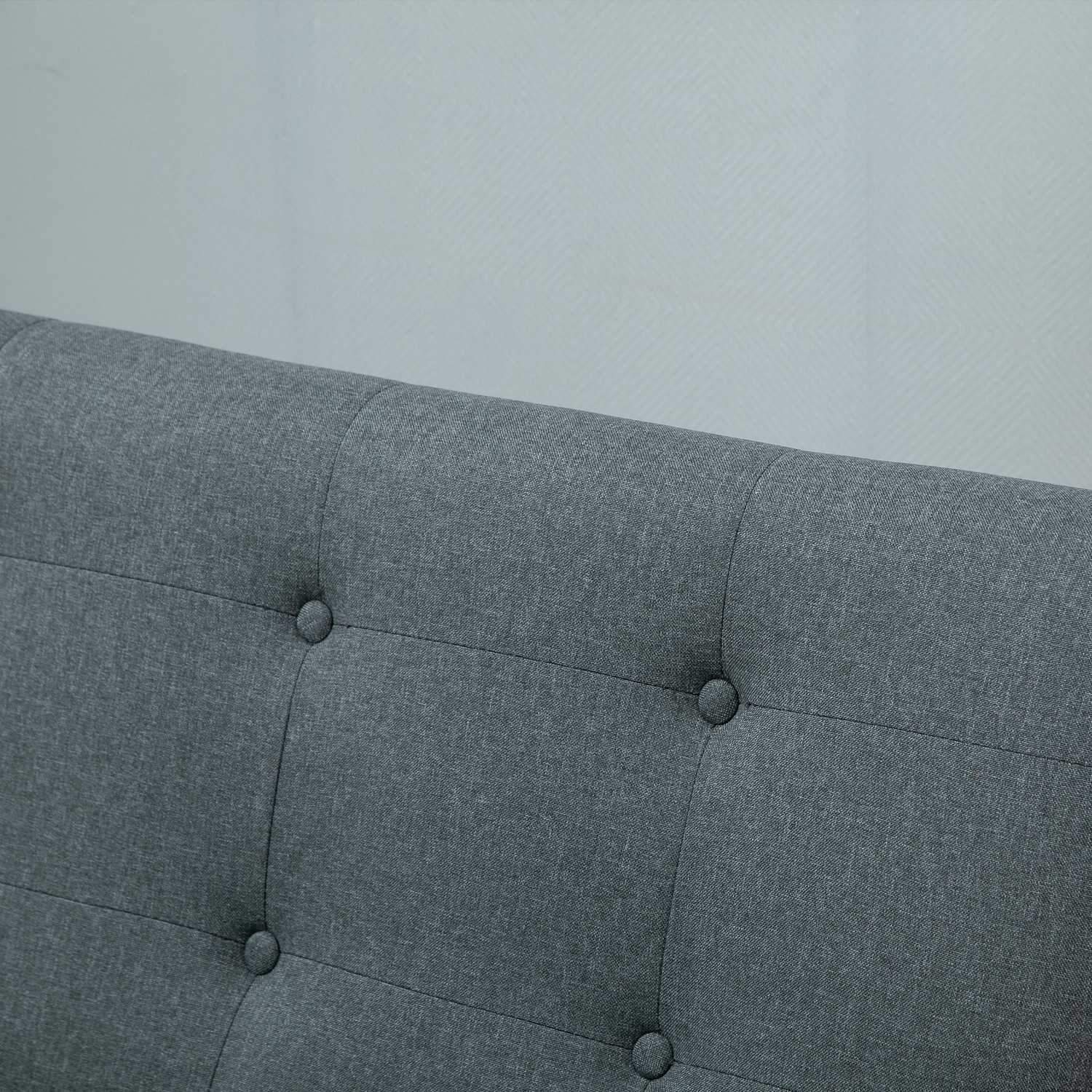 Dobbelt sofabetræk Loveseat, kompakt design, 2-personers, stofsofa, 2-personers, hør &amp; gummitræ, Grå, 115X66,5X73Cm