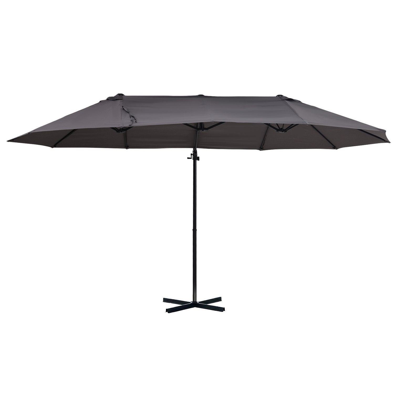 Dobbelt Parasol Cantilever Paraply Med Håndsving Justerbar Haveparaply Solafskærmning Metal Mørkegrå 440 X 270 X 250 Cm