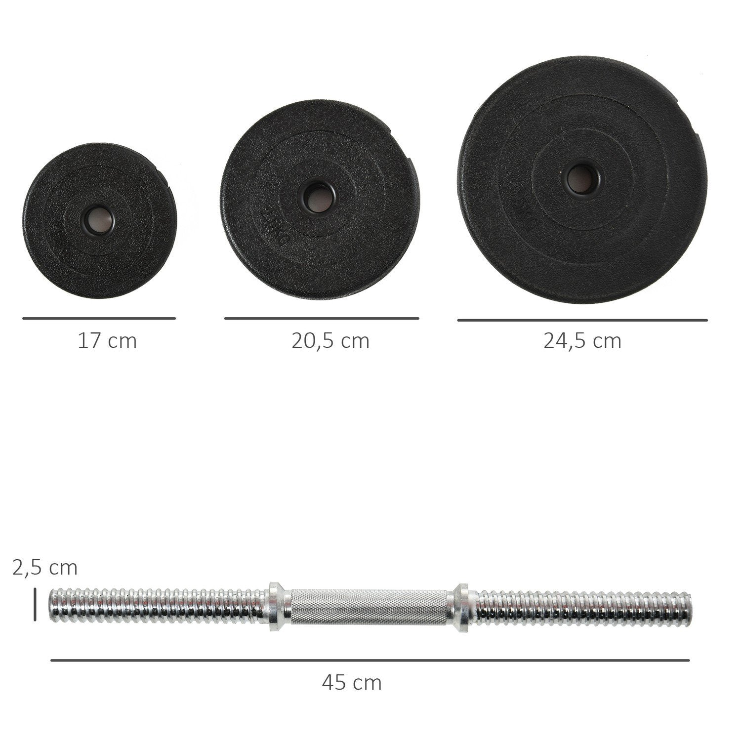 Hantlar Set 40 Kg, Stål Hantlar Set, Set Om 2 Hantlar Med 12 Viktskivor, Golvvänlig, För Styrketräning Och Kondition, Svart