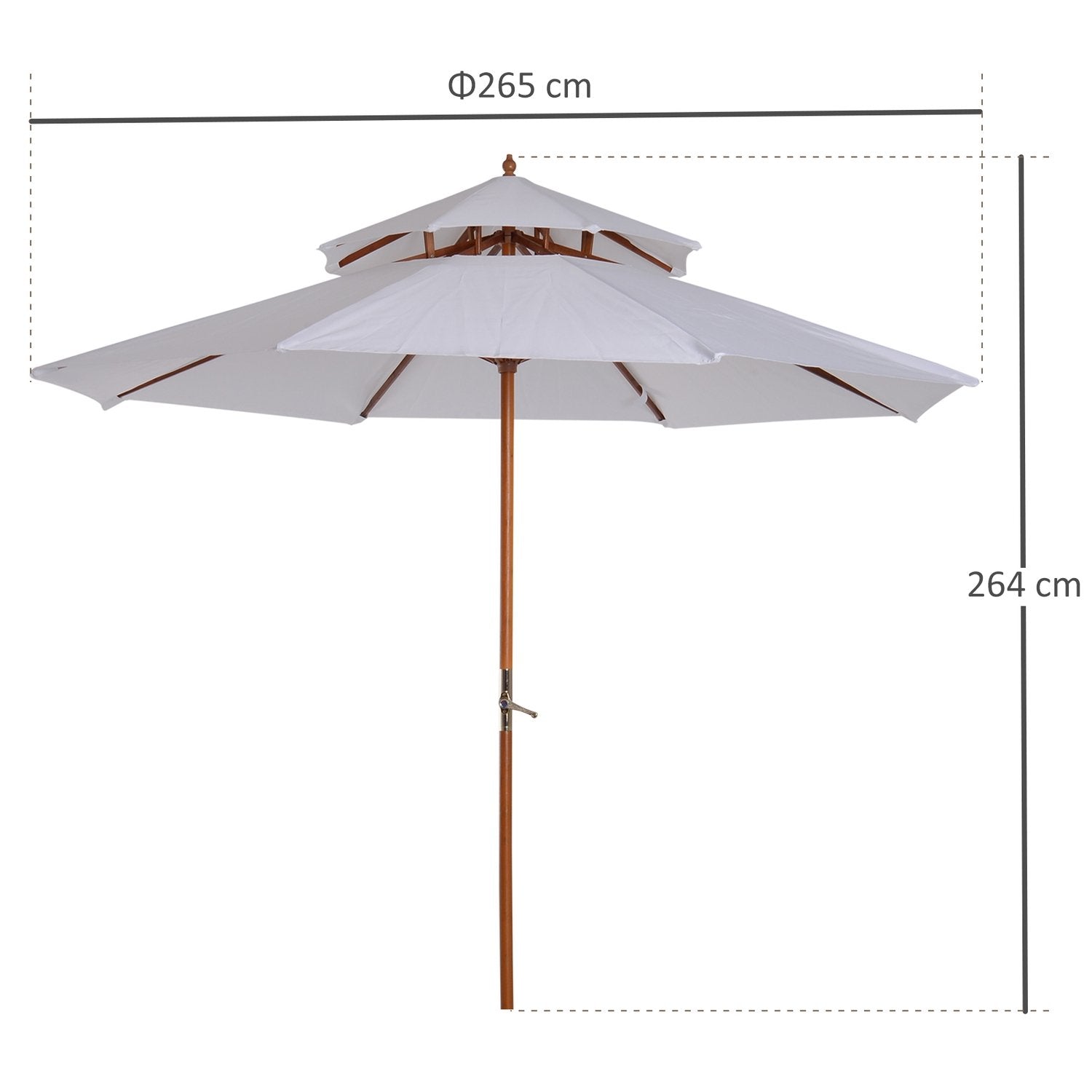 Parasol Træ Parasol Have Paraply Med Dobbelttag Balkon Paraply Creme