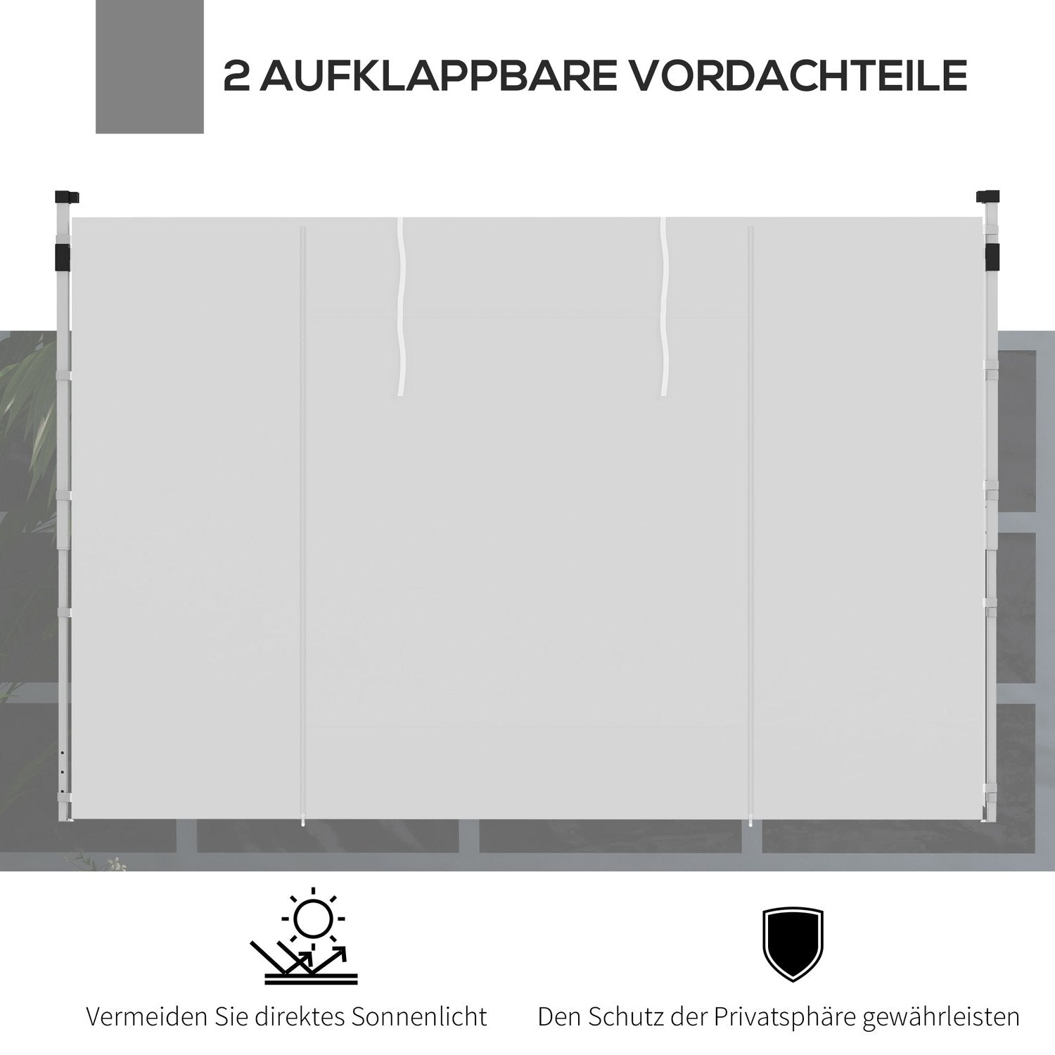 Pavillon sidepaneler sæt med 2 sidevægge med vindue og dør til 3X3/3X6 M partytelt, Oxford, hvid