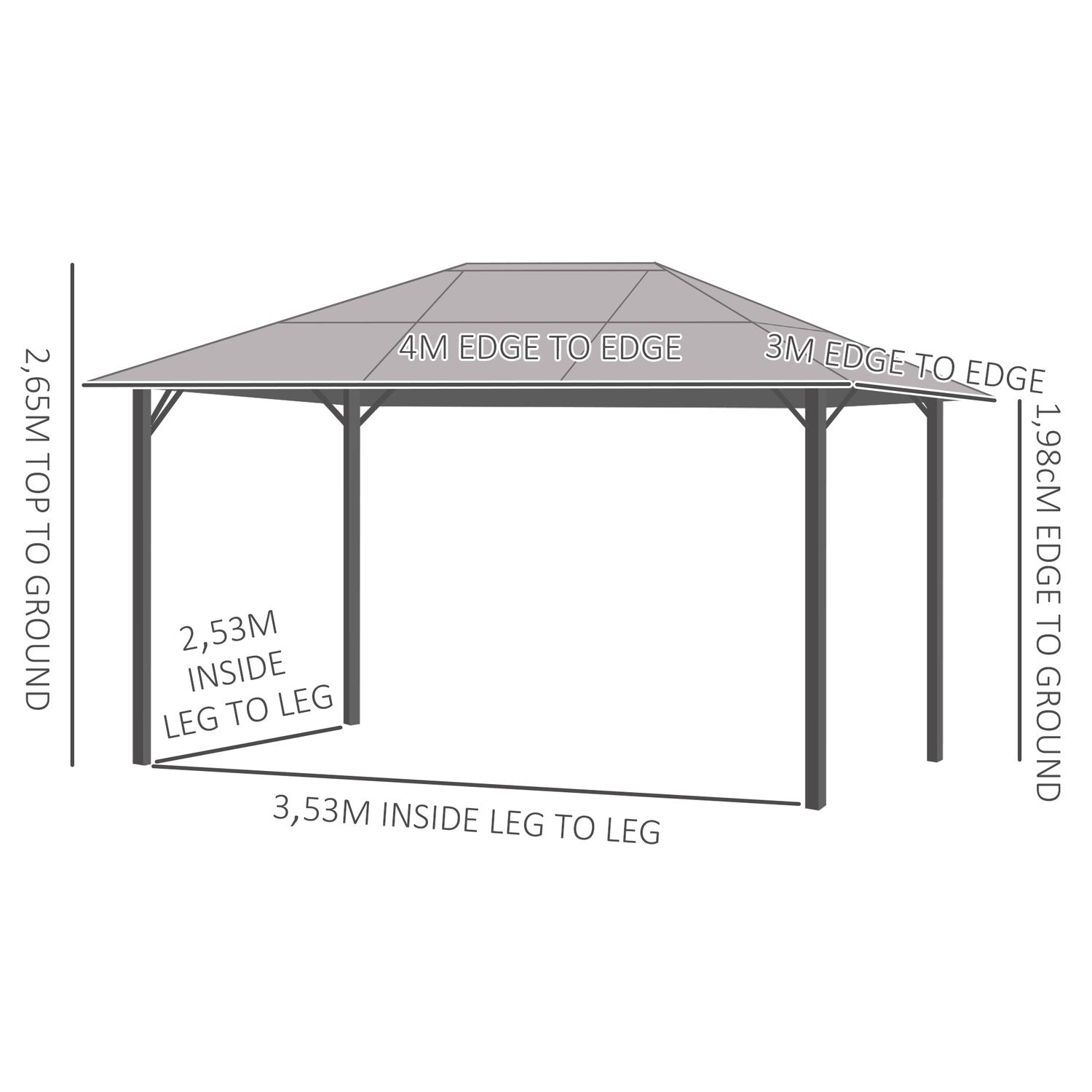 Garden Pavilion 3X3M Partytält Sidopaneler Pc Tak Aluminium Mörkgrå