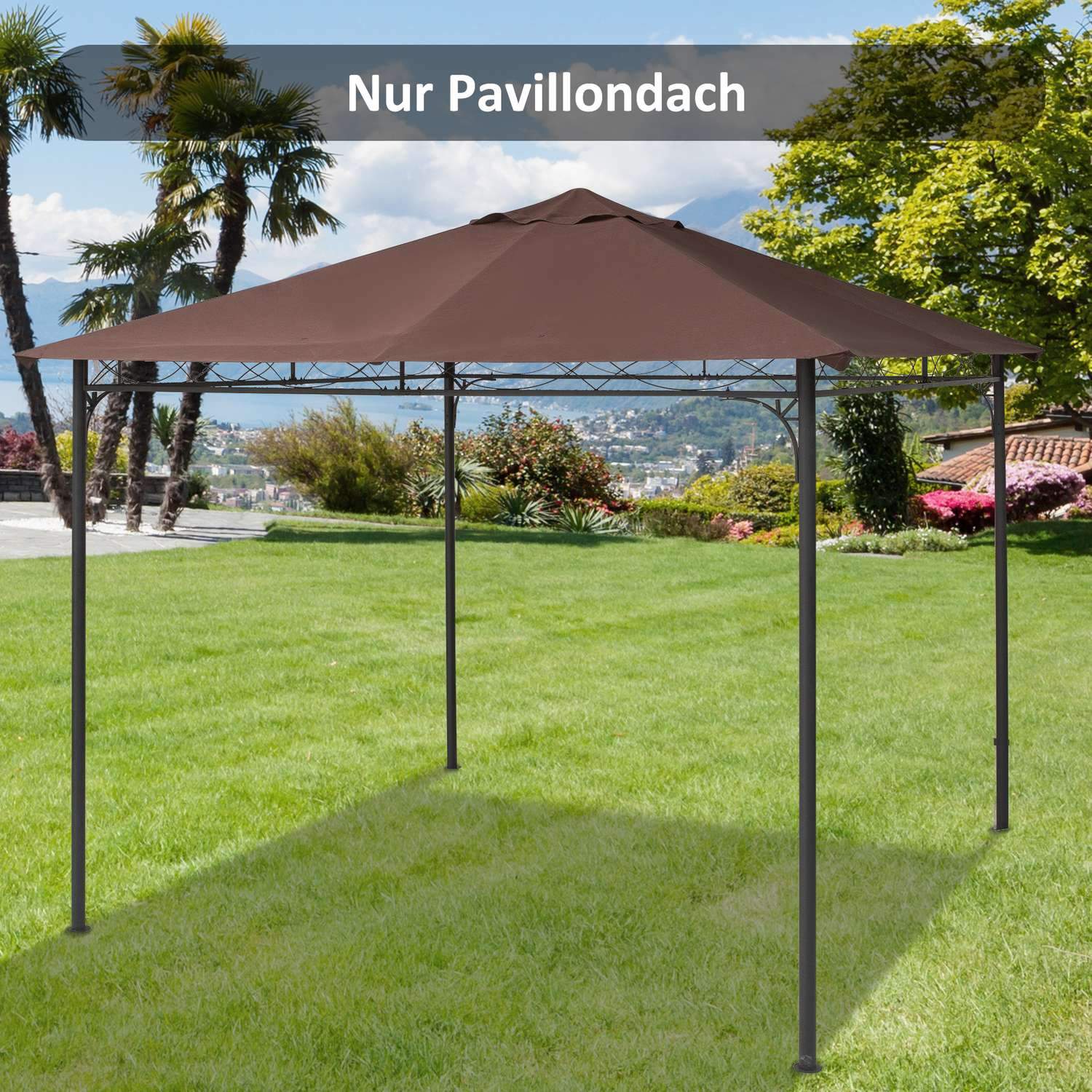 Udskiftning baldakin Gazebo 2,93X2,93M Gazebo Cover Solafskærmning Polyester Kaffe