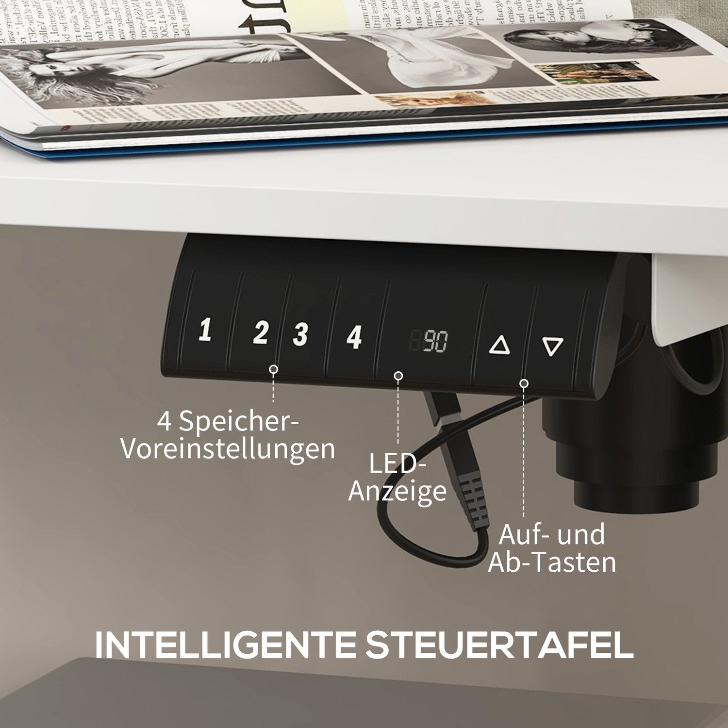 Højdejusterbart skrivebord 140X70Cm Elektrisk Computer Skrivebord 4 Hukommelse Ergonomisk Sit Stand Skrivebordskrog Anti-Kollision Hvid